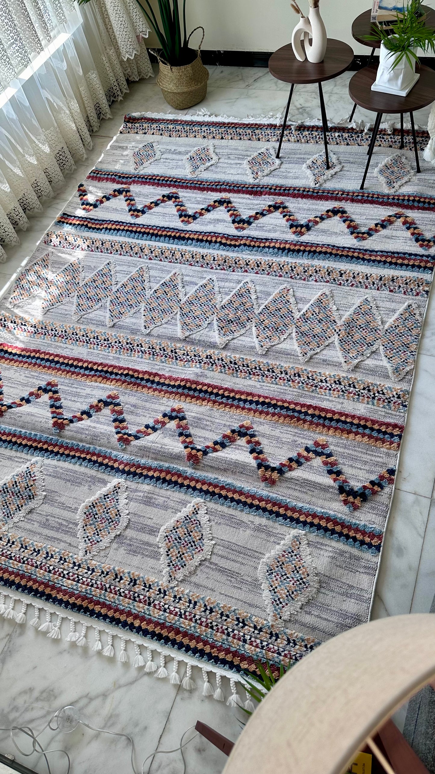 Bohemian Textured Area Rug – 2x3m | Multicolor Geometric Pattern CODE 351