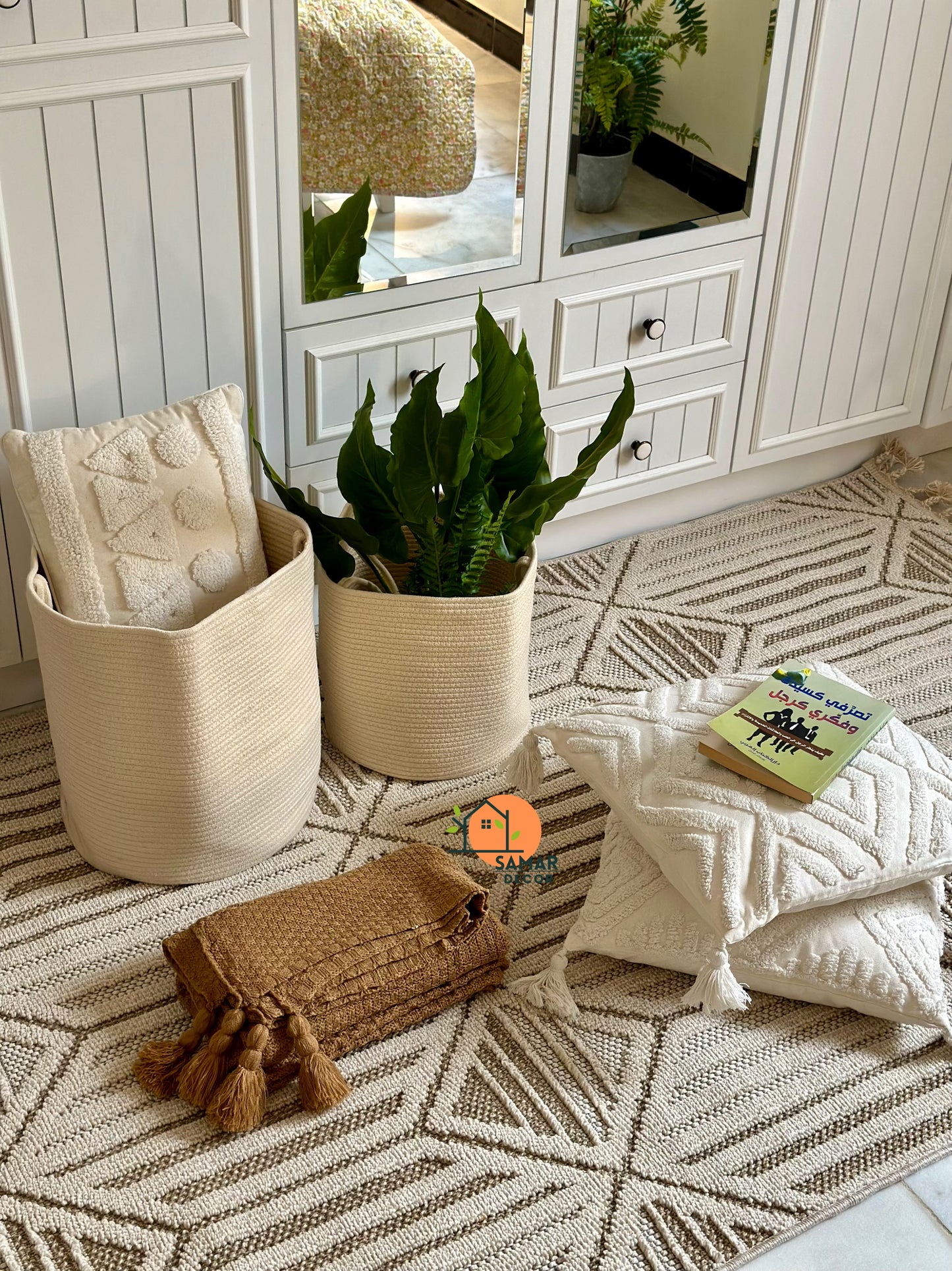 Caramel Waffle-Knit Throw with Tassels