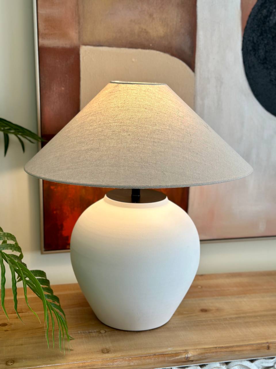 Textured White Ceramic Table Lamp – Soft Glow Elegance (CODE 3209)