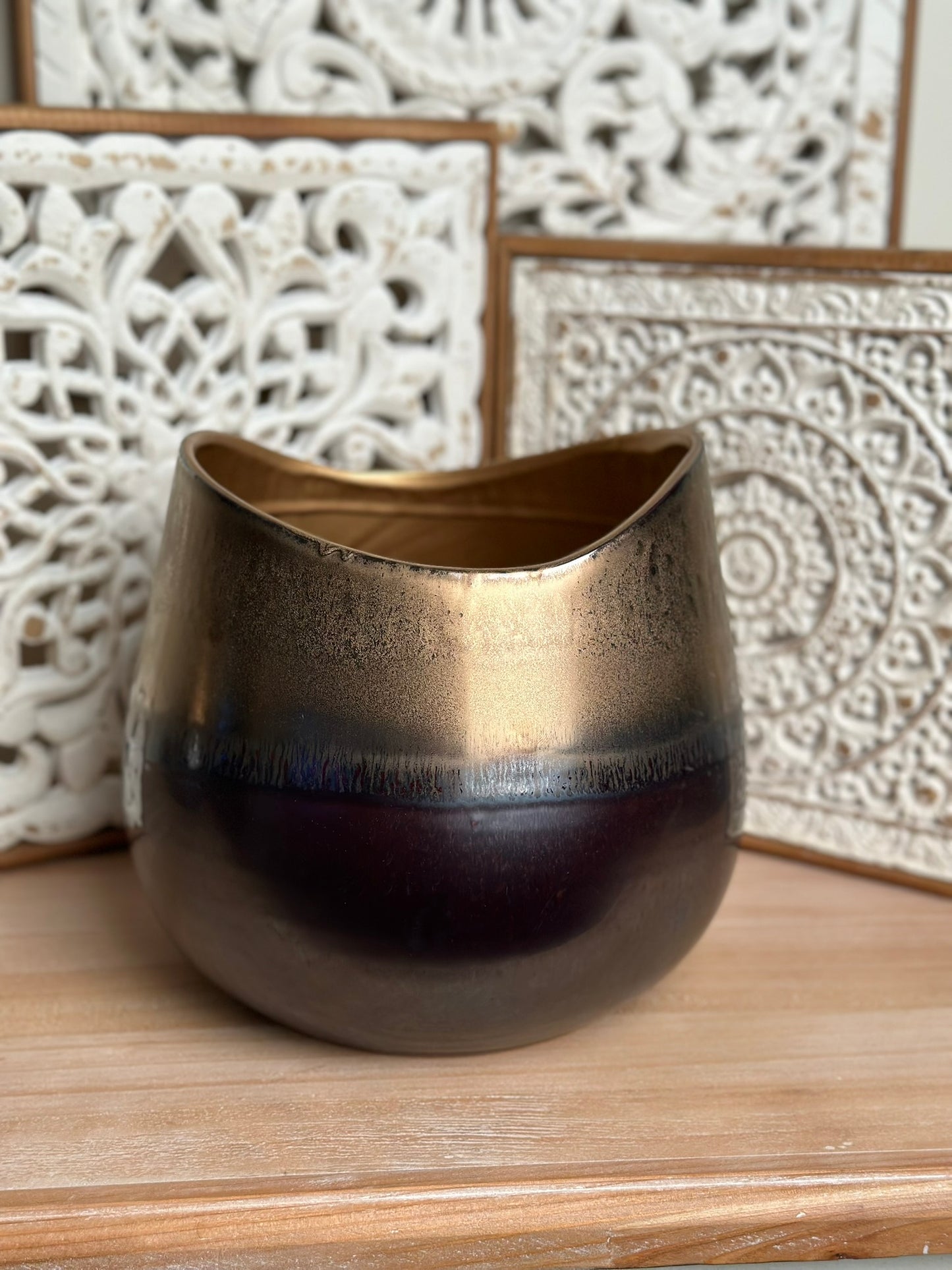 Ombre Metallic Vase – Gold to Deep Bronze Vase CODE 3530
