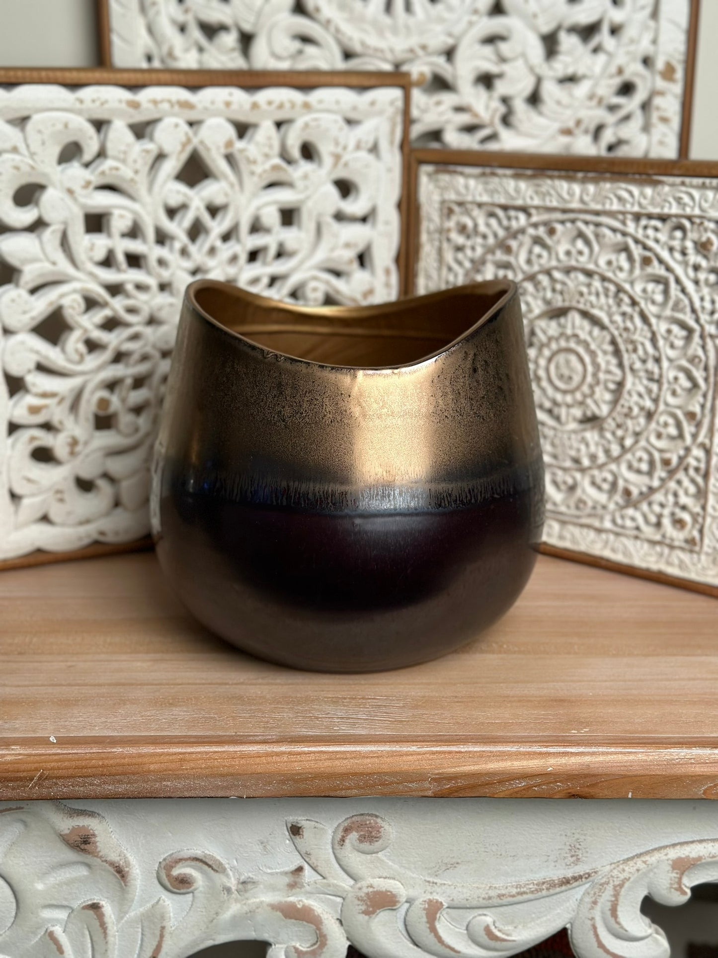 Ombre Metallic Vase – Gold to Deep Bronze Vase CODE 3531
