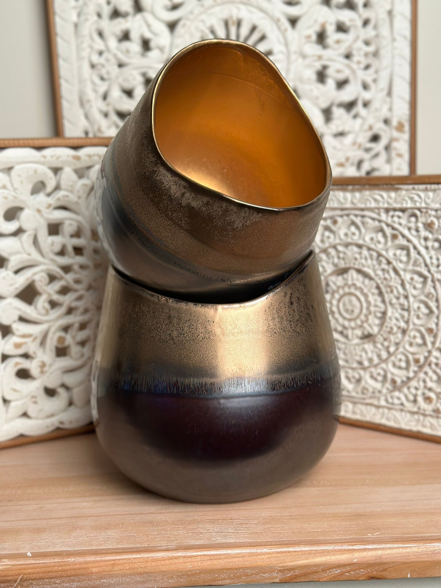 Ombre Metallic Vase – Gold to Deep Bronze Vase CODE 3531