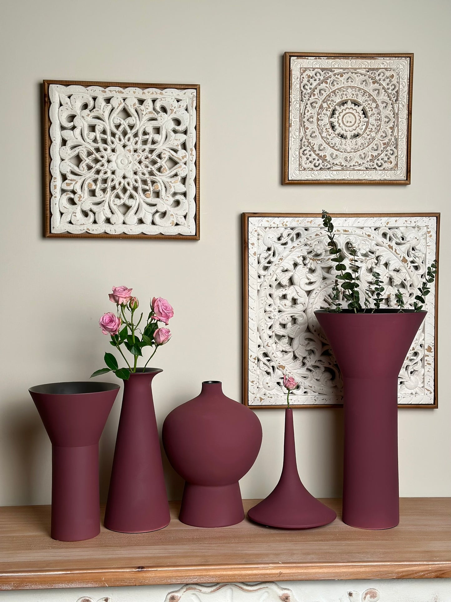 Modern Funnel Vase – Matte Maroon Vase CODE 3529