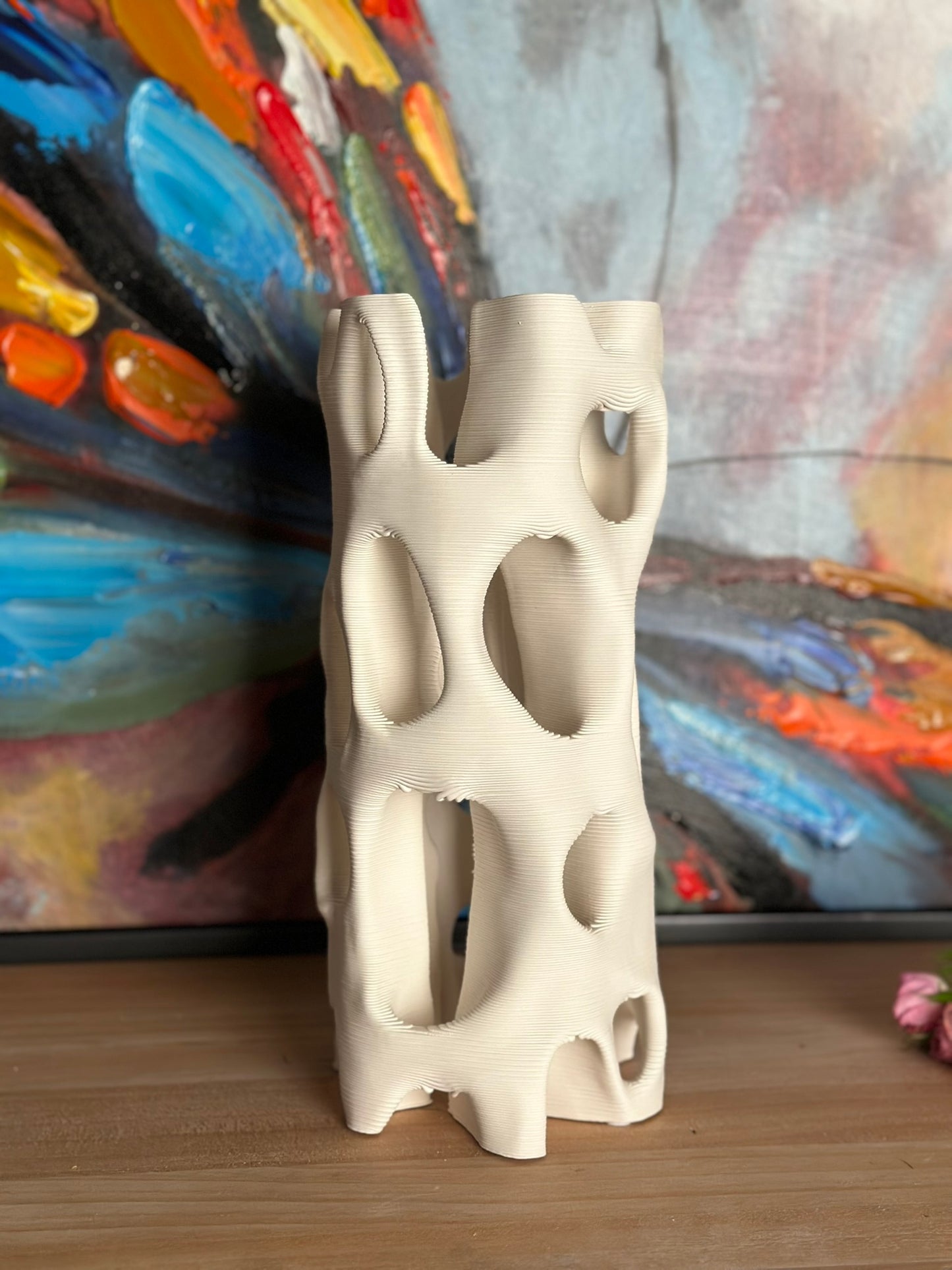 Organic Hollow Sculptural Vase – Matte Ivory Vase CODE 3545