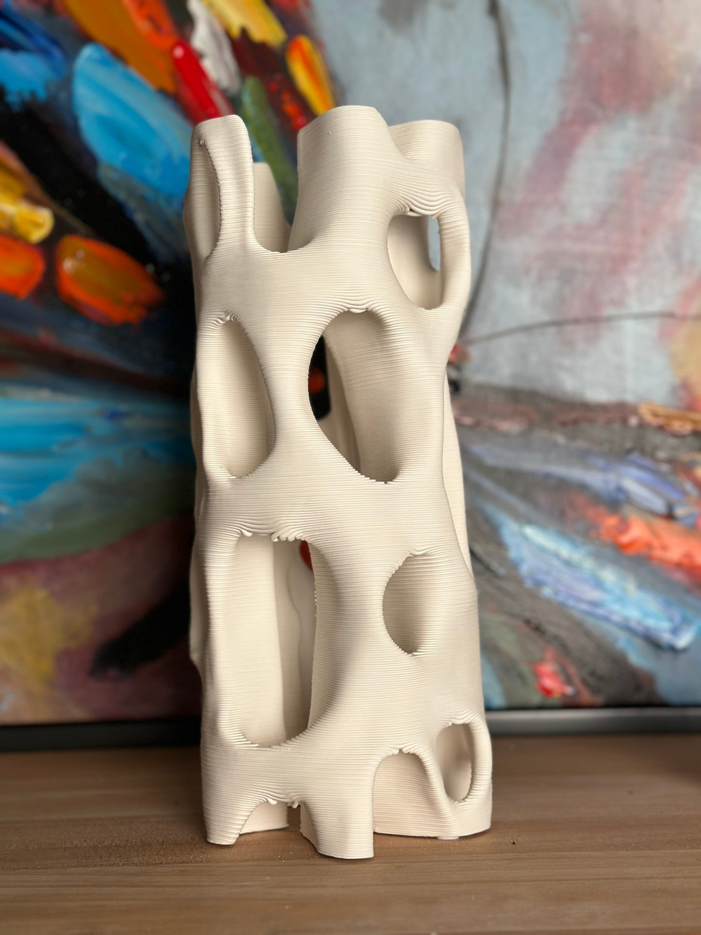 Organic Hollow Sculptural Vase – Matte Ivory Vase CODE 3545