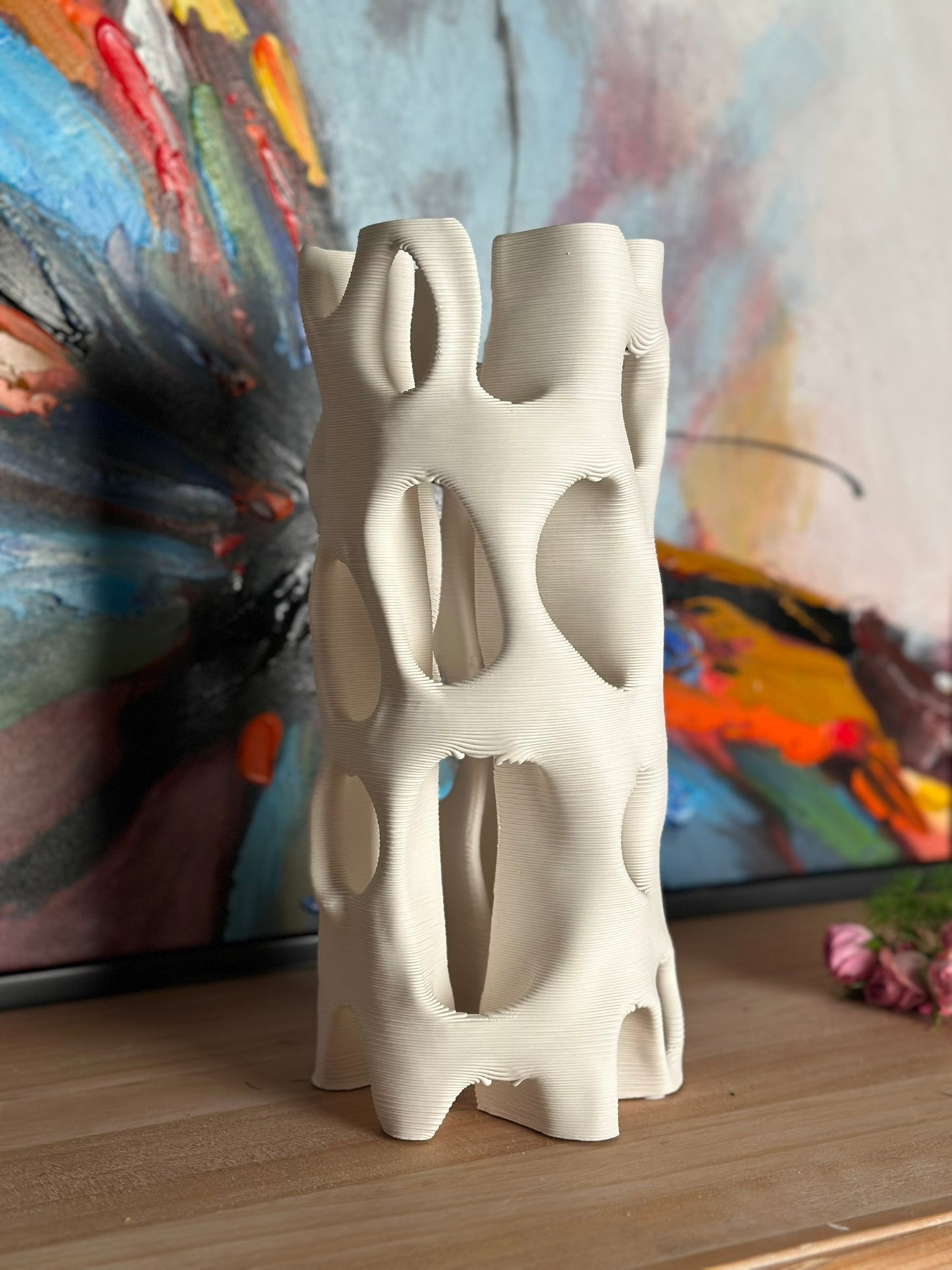 Organic Hollow Sculptural Vase – Matte Ivory Vase CODE 3545