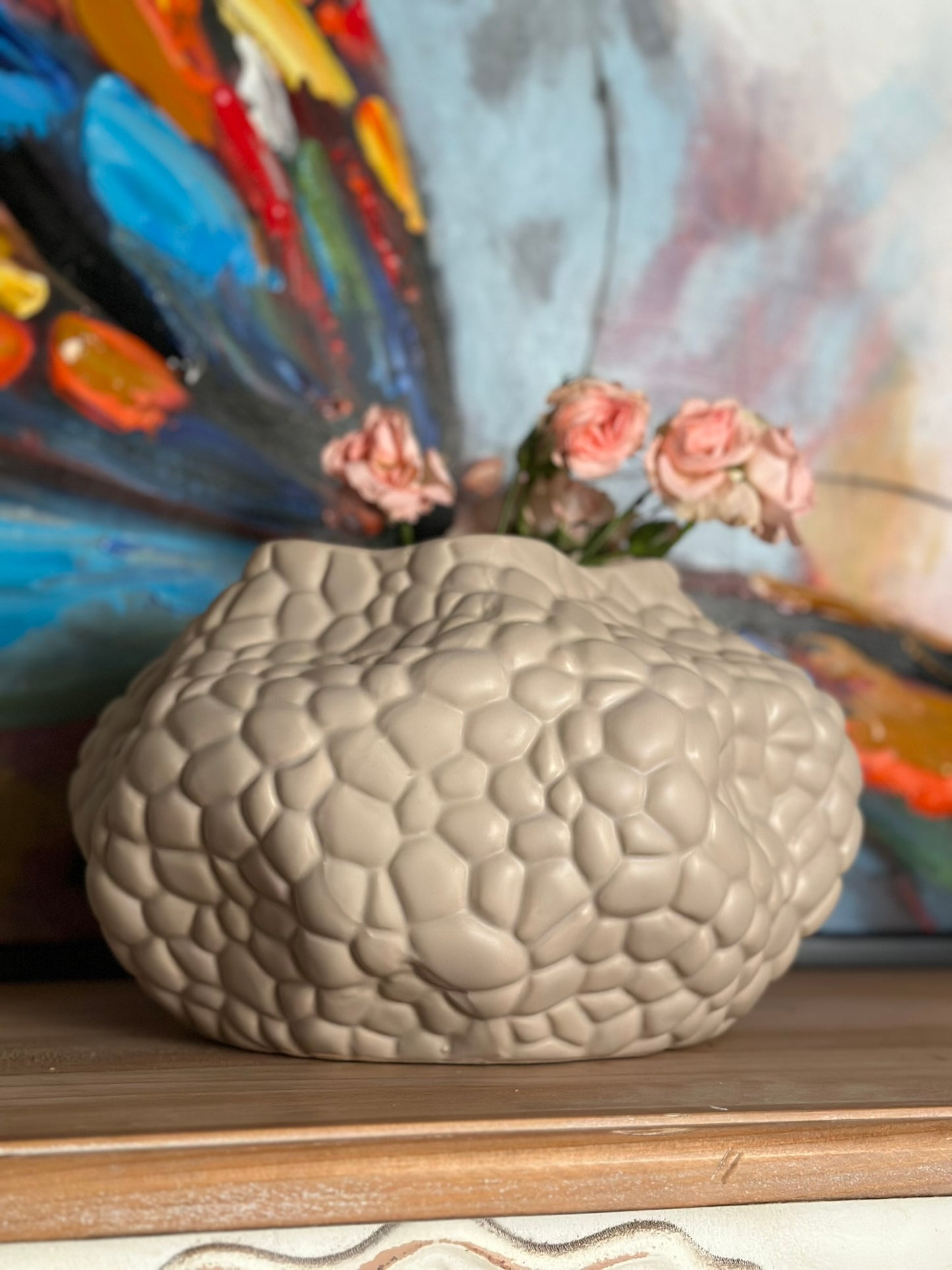 Cloud Form Textured Vase – Matte Beige Vase CODE 3539
