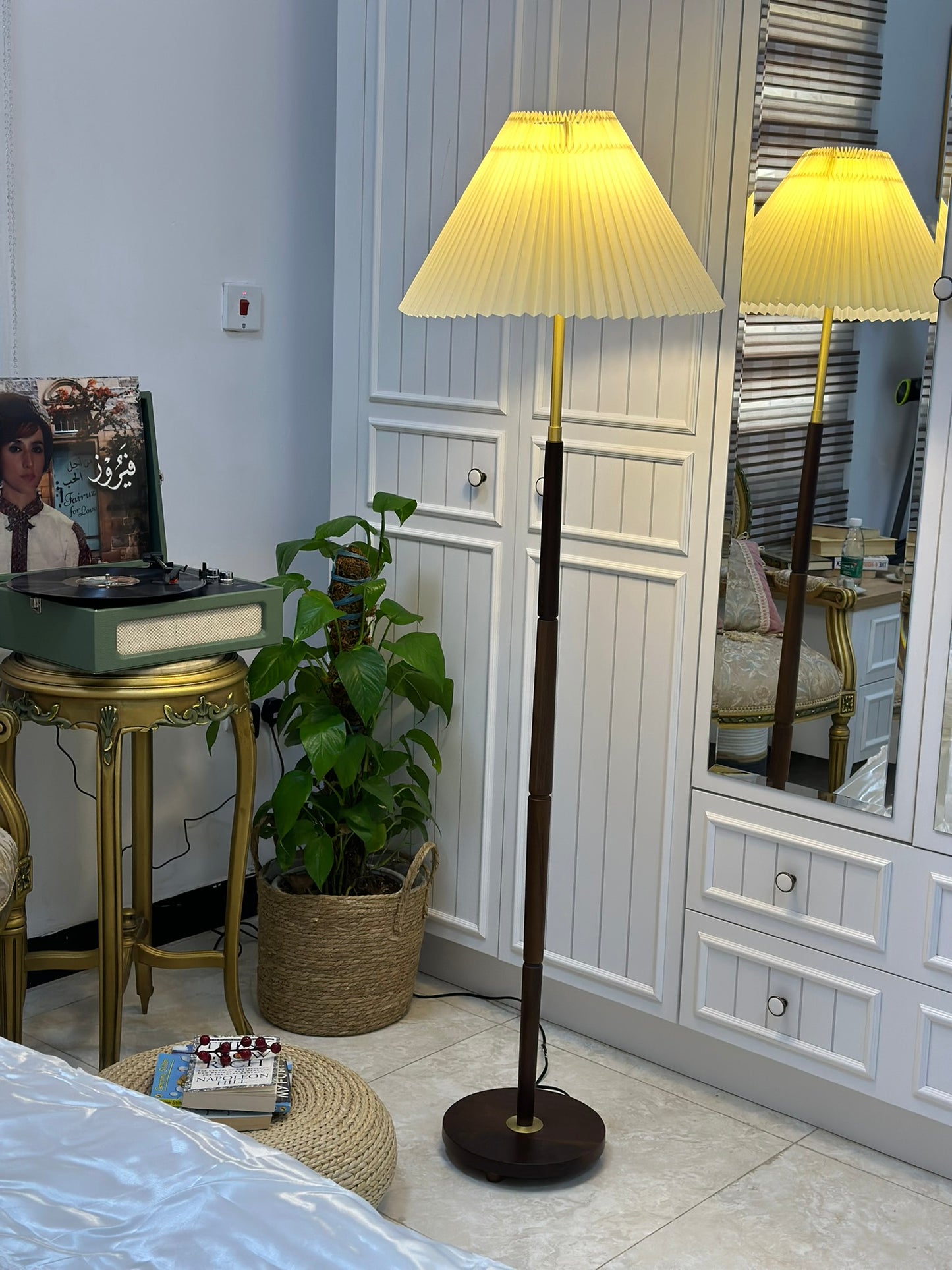 Slim Dark Brown Floor Lamp