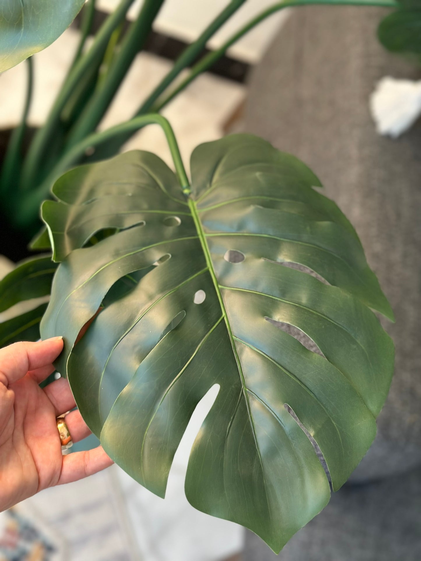 Tall Artificial Monstera Plant – Split Leaf Tropical Decor in Black Pot Artificial Plants CODE 2639