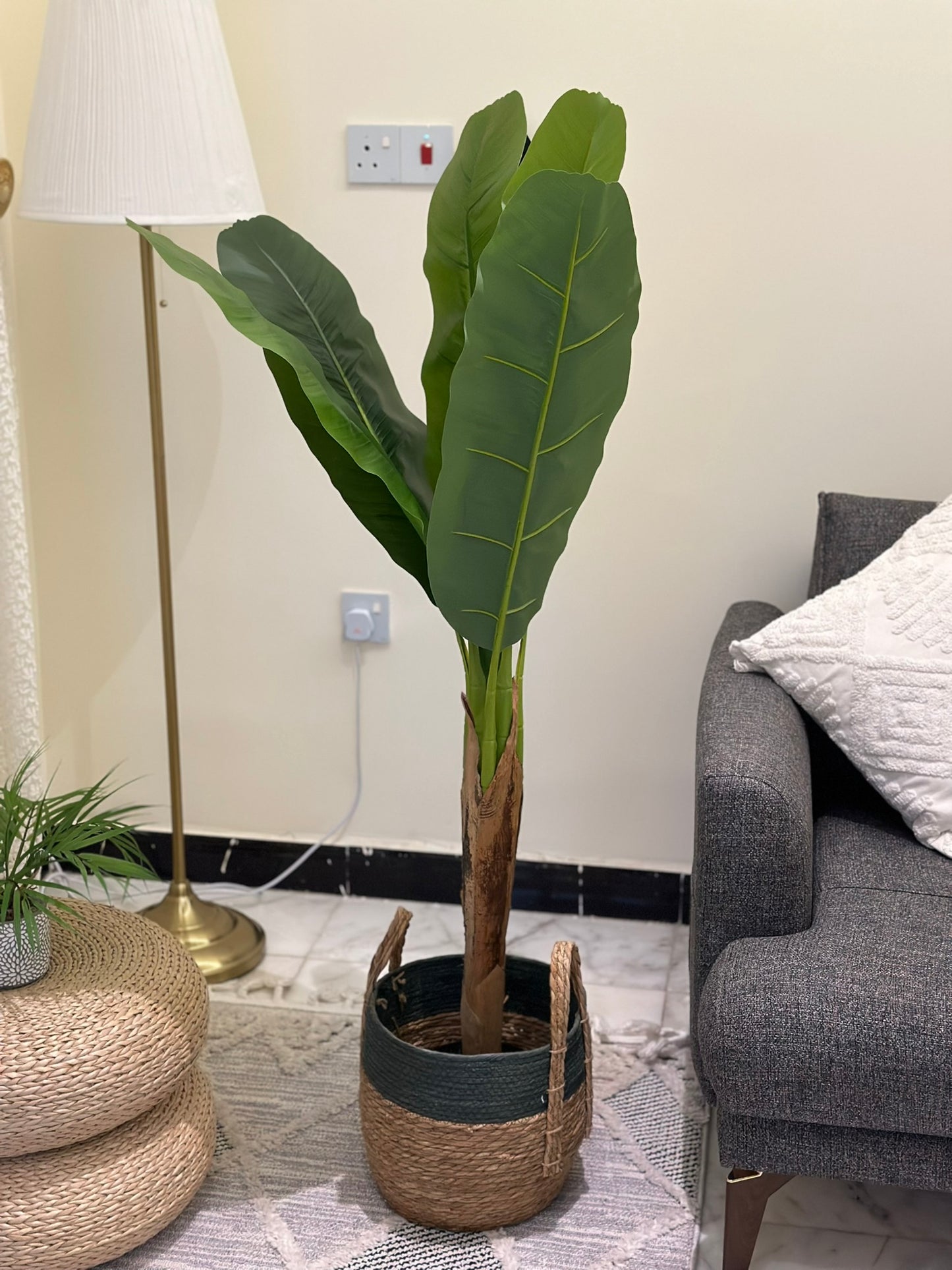 Artificial Banana Tree Plant – Tall Tropical Green Decor in Black Pot Artificial Plants CODE 2638