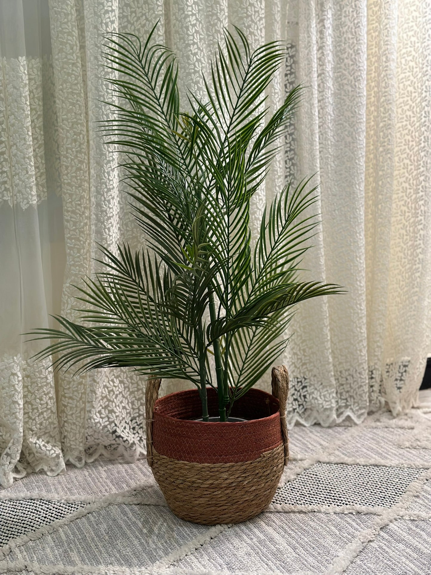 Artificial Palm Plant – Tropical Greenery in Textured Gray Pot Artificial Plant CODE 2631