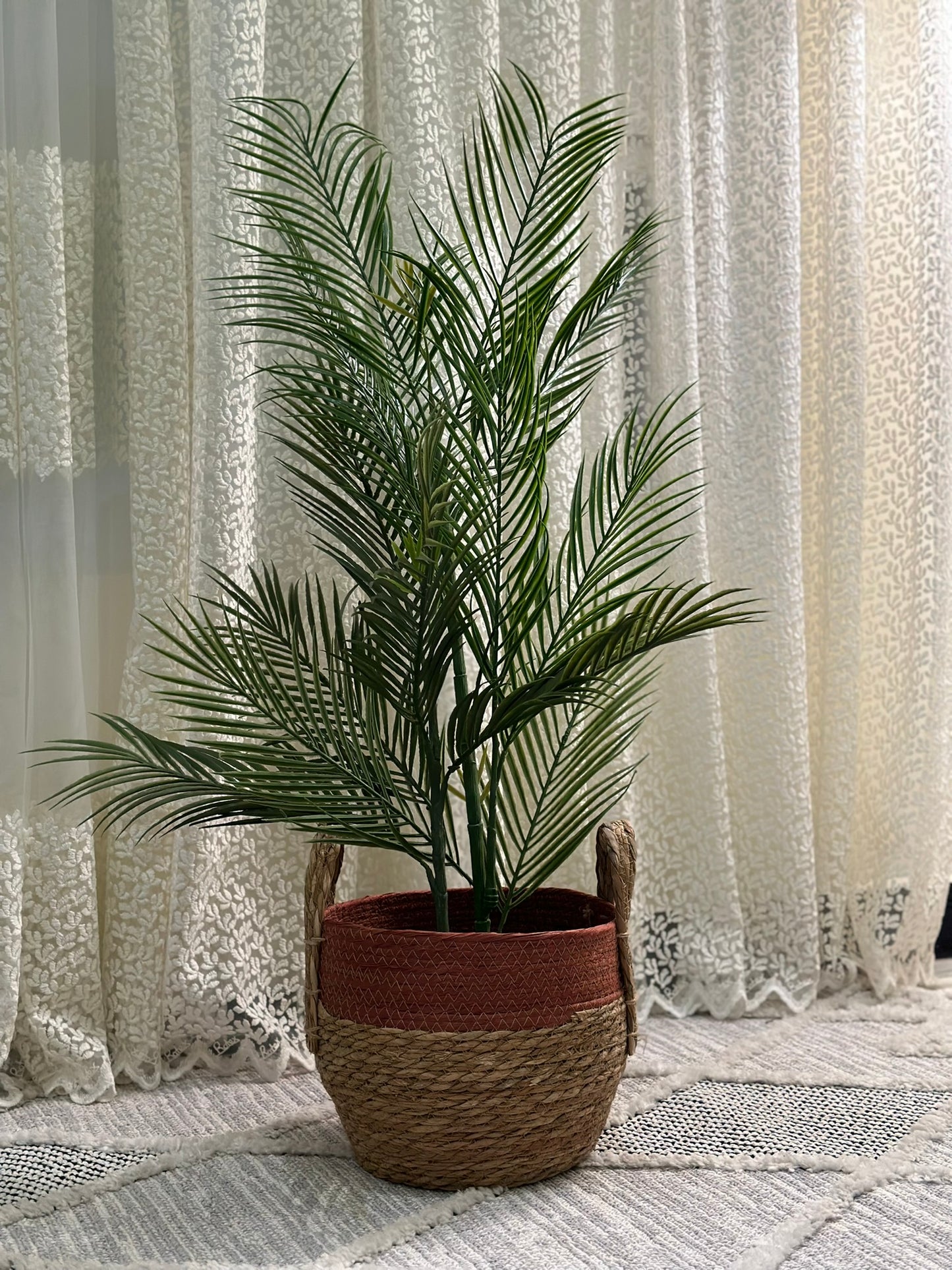 Artificial Palm Plant – Tropical Greenery in Textured Gray Pot Artificial Plant CODE 2631