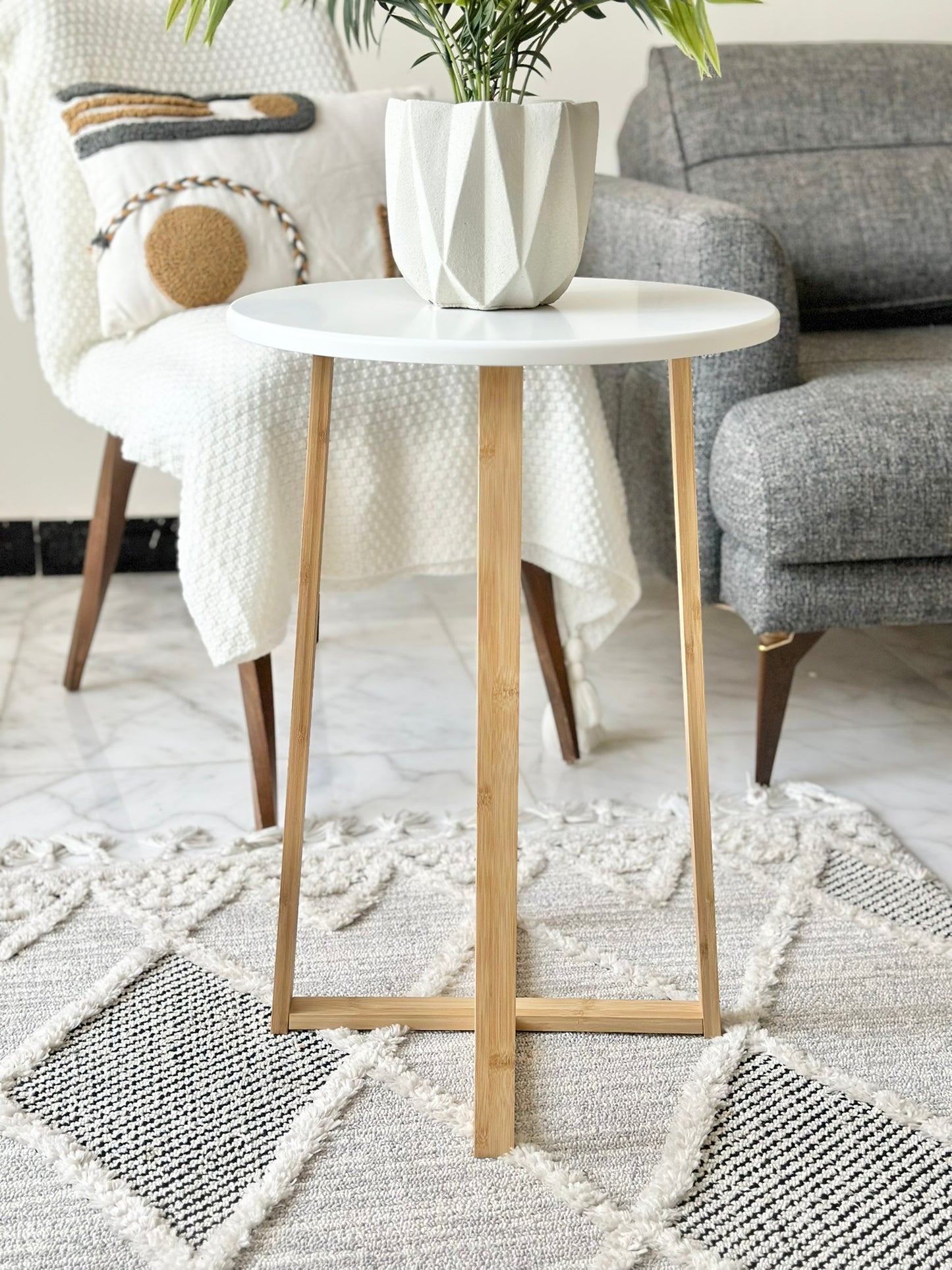 Modern White Round Side Table
