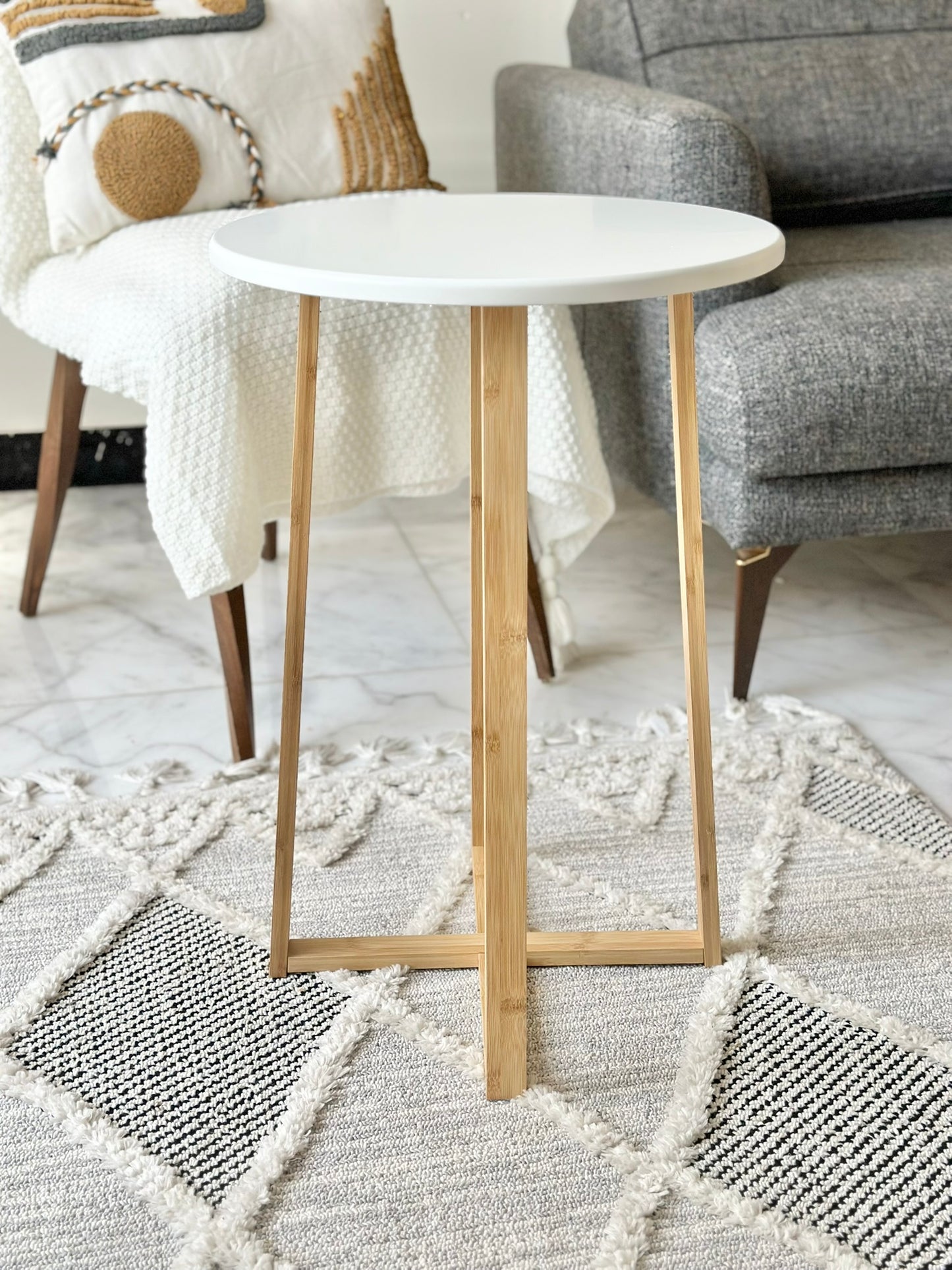 Modern White Round Side Table