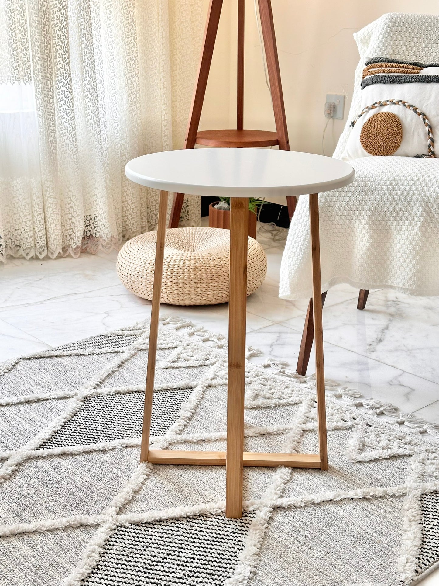 Modern White Round Side Table