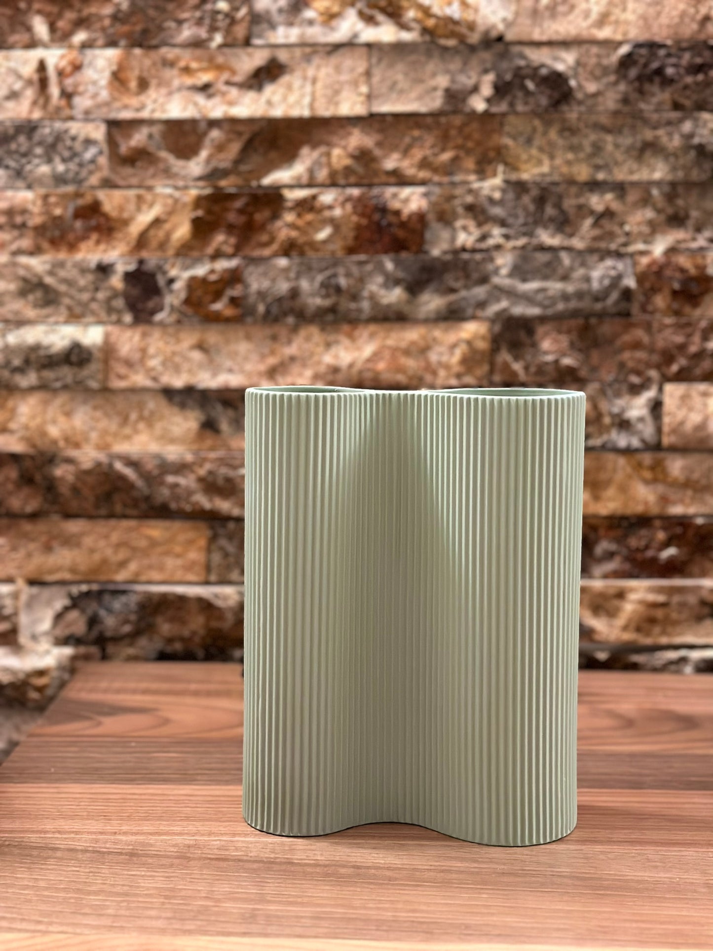 Ripple Ribbed Vase – Soft Sage Green Vase CODE 0262