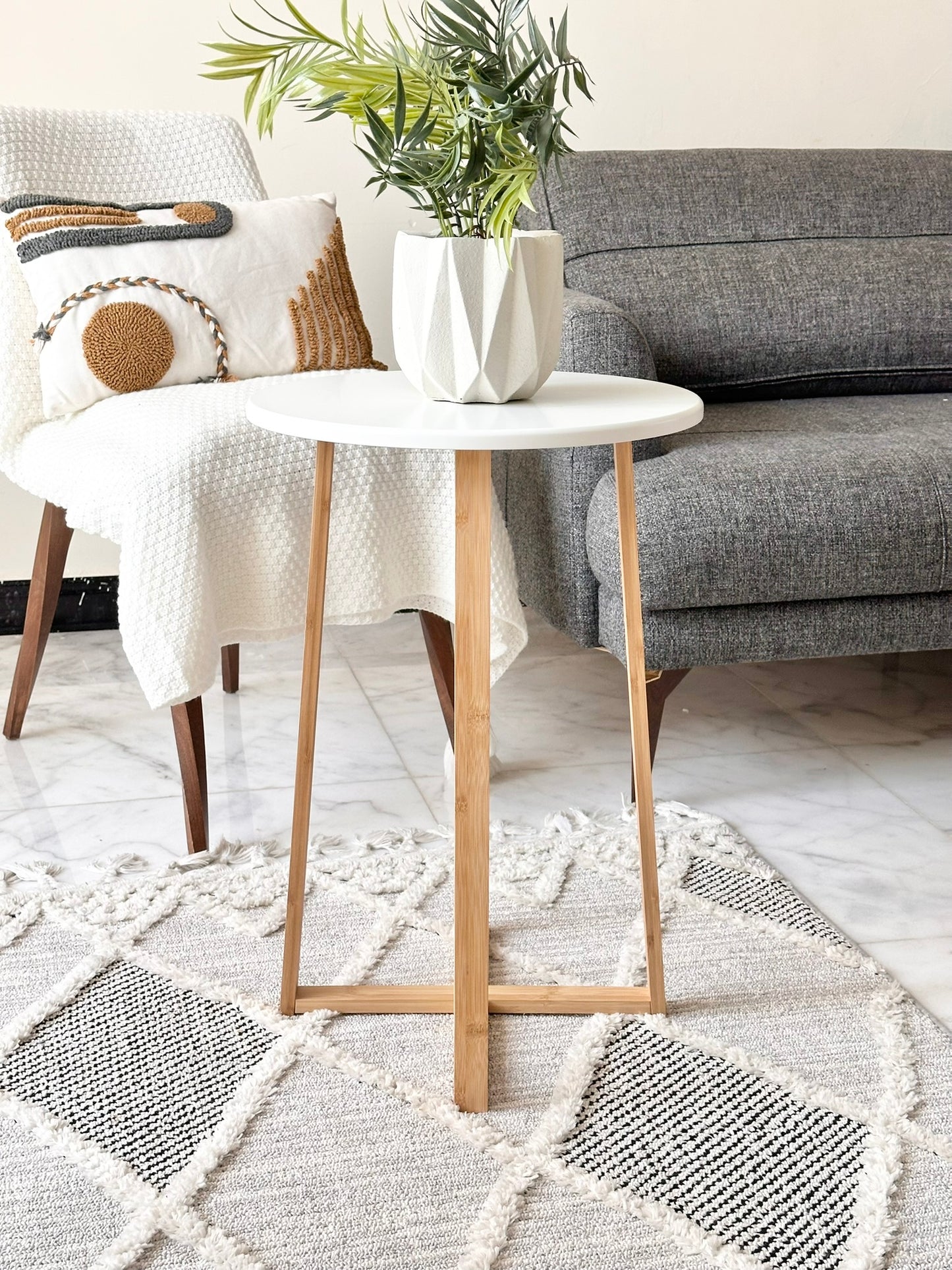 Modern White Round Side Table