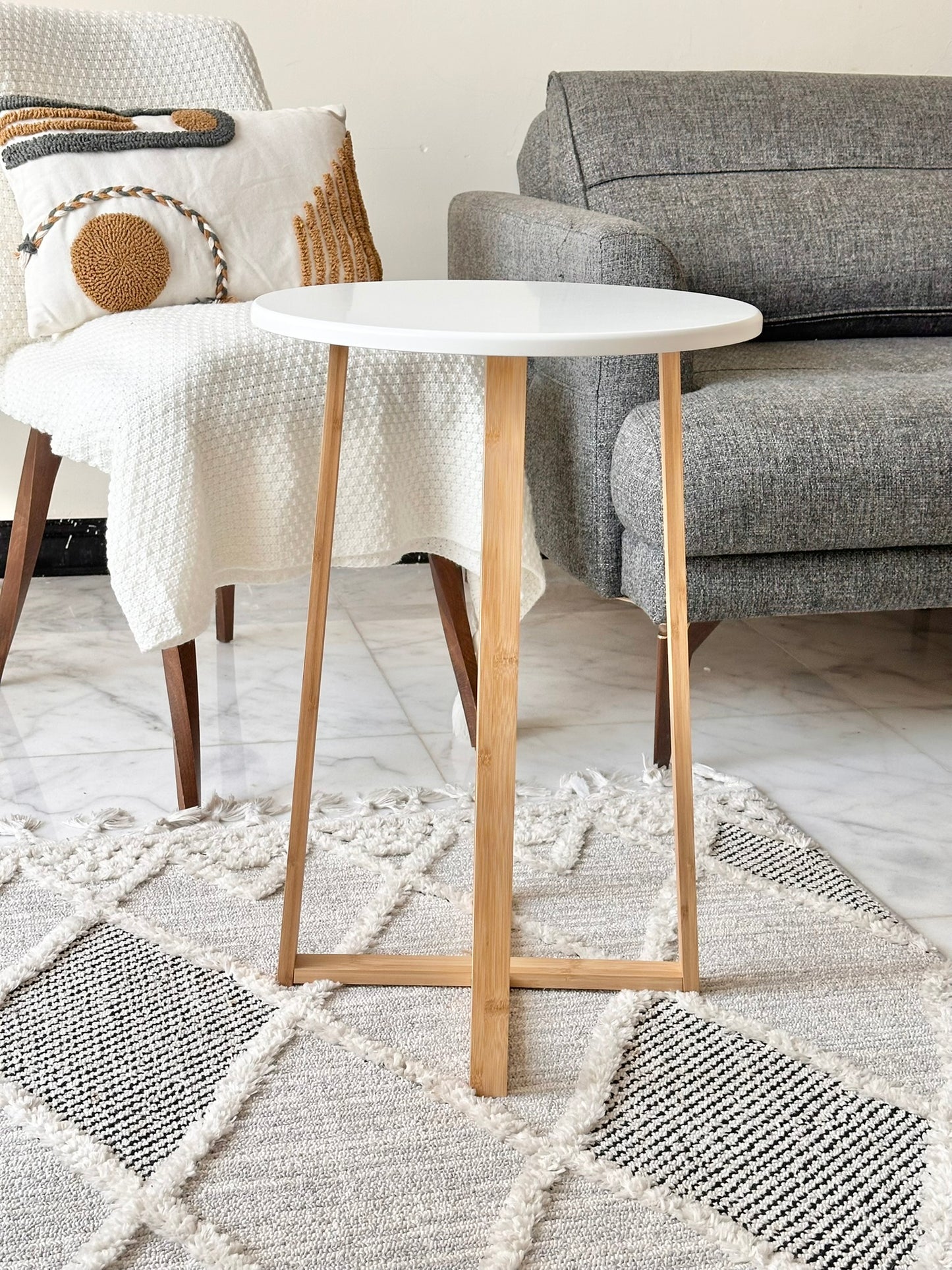 Modern White Round Side Table