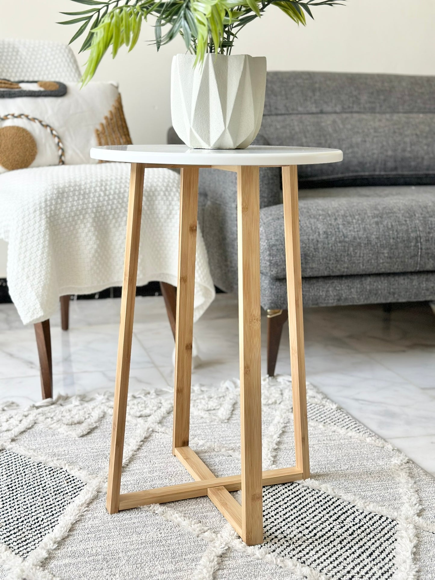 Modern White Round Side Table