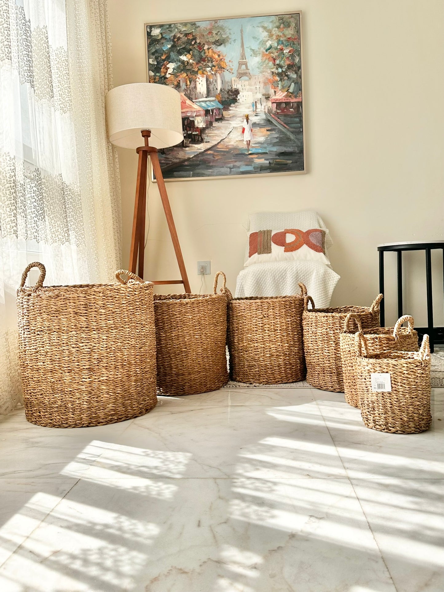 Set of Natural Woven Storage/Decorative Baskets - 6 Sizes