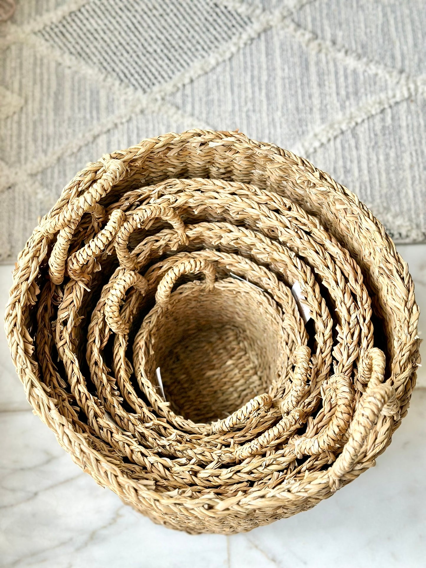 Set of Natural Woven Storage/Decorative Baskets - 6 Sizes
