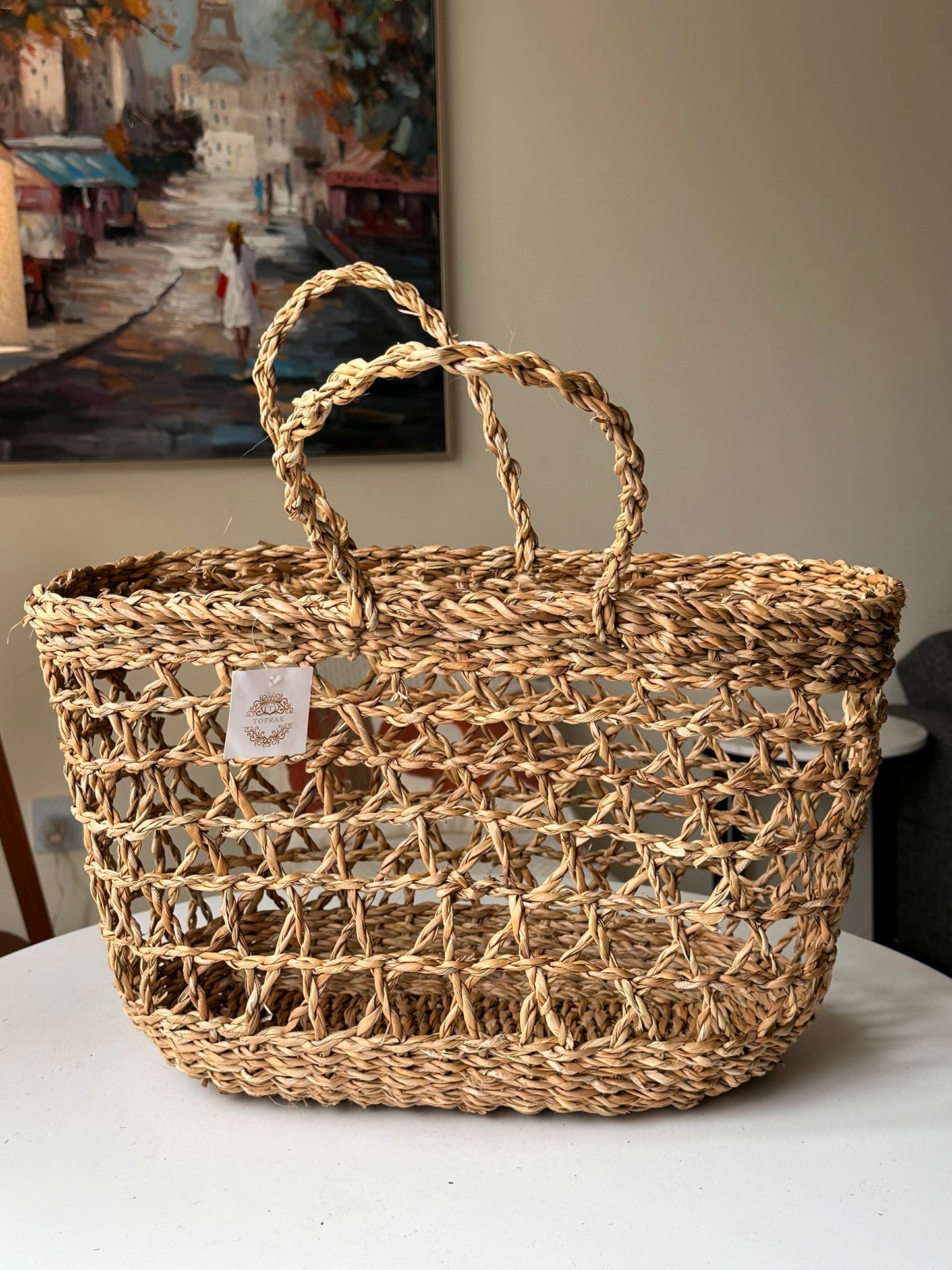 Open Weave Natural Handled Basket – Lightweight & Stylish