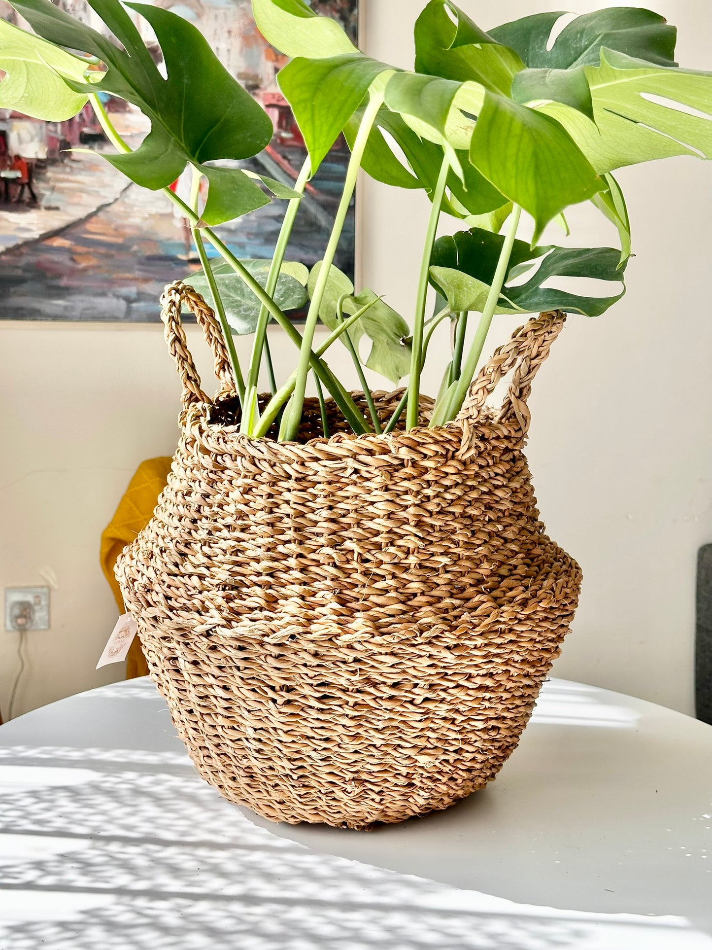 Handwoven Seagrass Basket – Bulb Shape with Handles