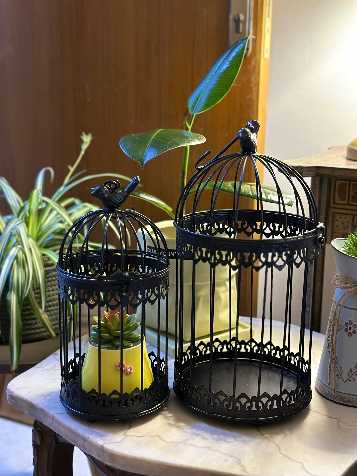 Vintage Black Decorative Birdcage Set – Iron Wire (Set of 2) CODE 0288