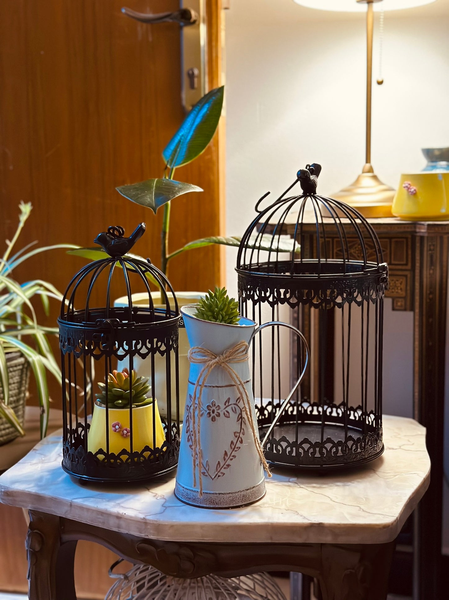 Vintage Black Decorative Birdcage Set – Iron Wire (Set of 2) CODE 0288