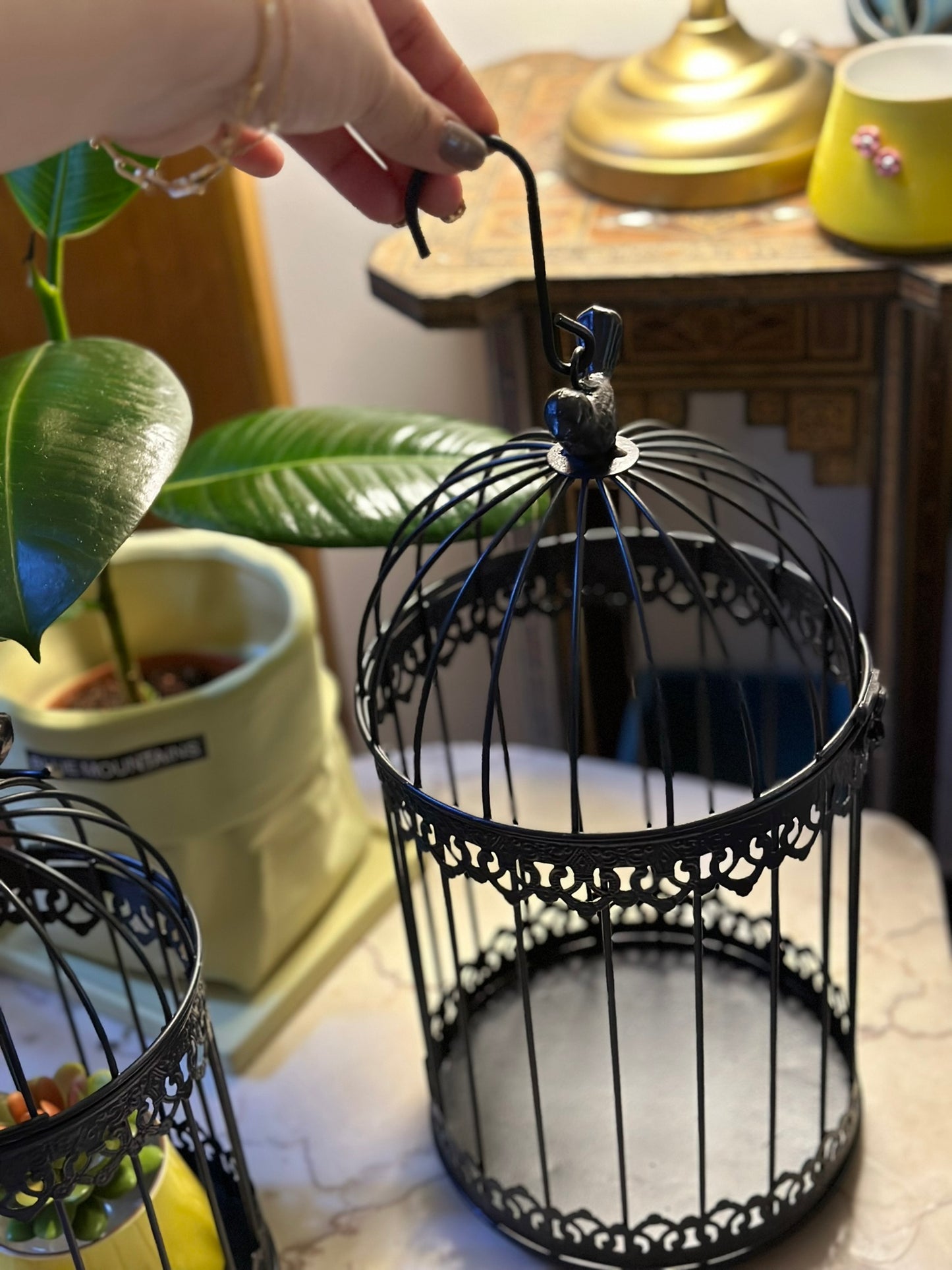 Vintage Black Decorative Birdcage Set – Iron Wire (Set of 2) CODE 0288