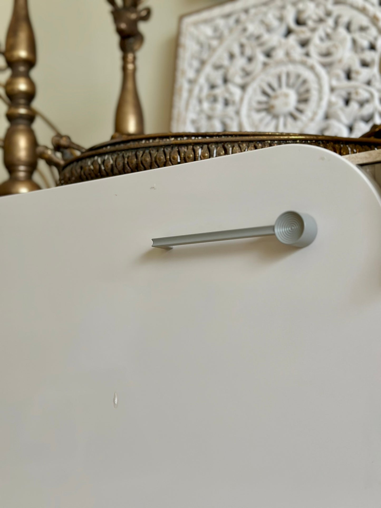 Modern Minimalist Console with Marble Base Accent – 4 Doors
