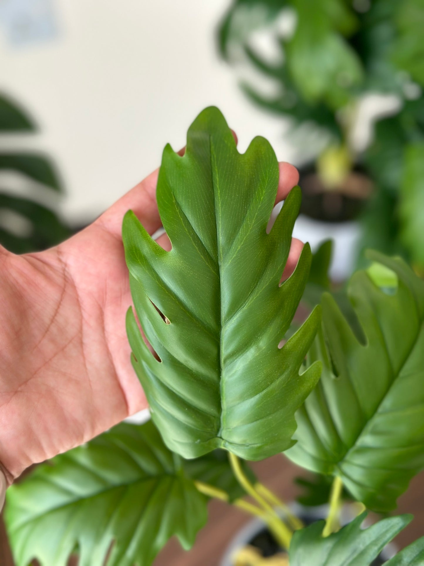 Artificial Monstera Bush in Textured Gray Pot Artificial Plant CODE 2621