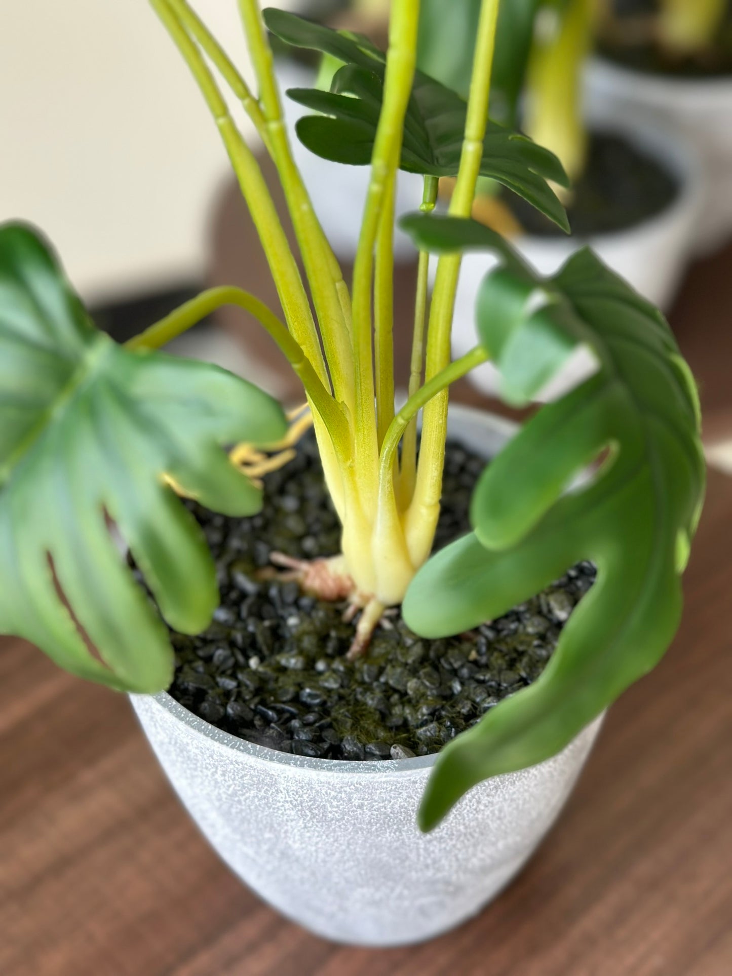 Artificial Monstera Bush in Textured Gray Pot Artificial Plant CODE 2621
