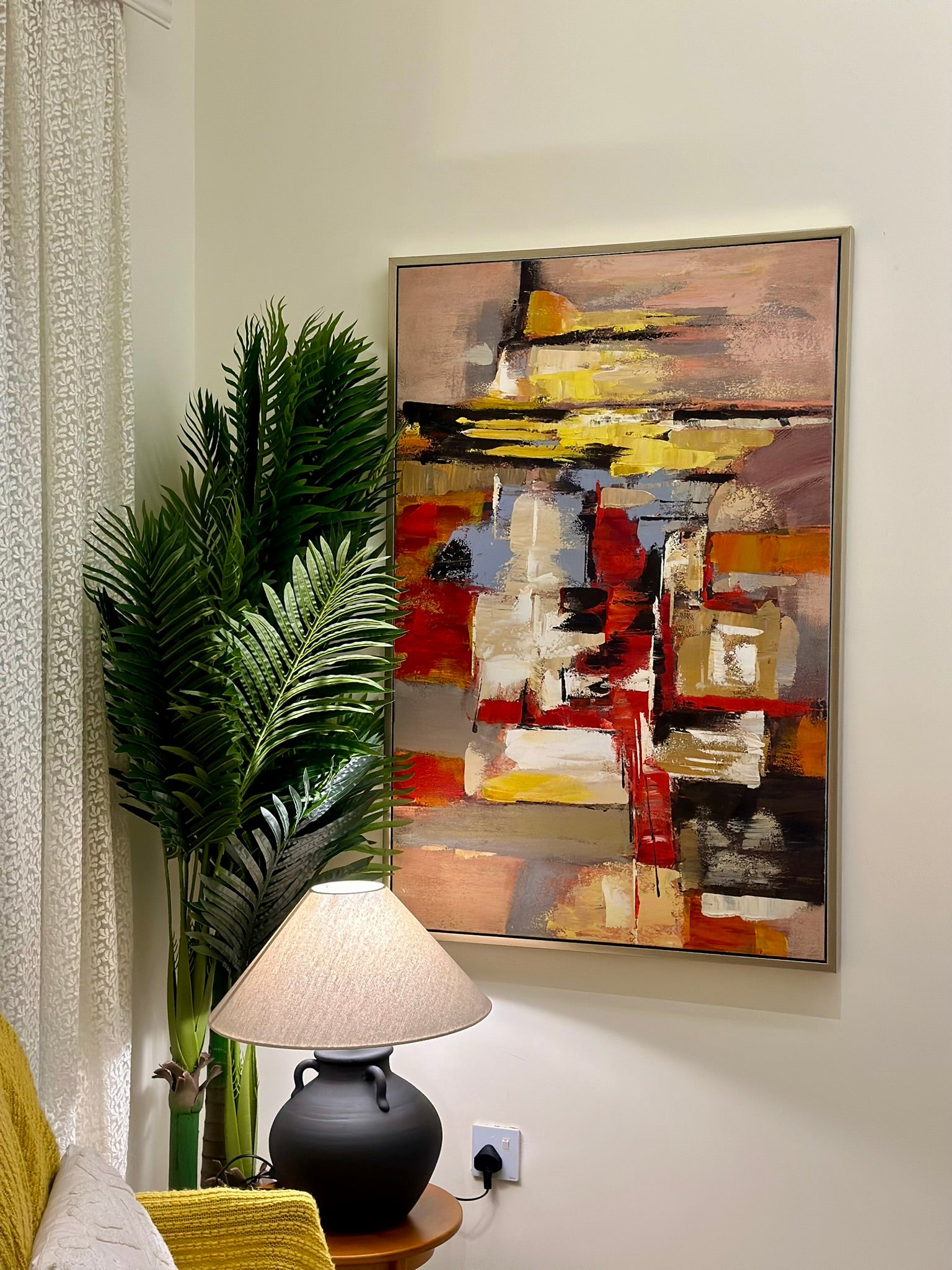 “Golden Dusk” – Abstract Expressionist Canvas Oil Paint size 80x120 cm CODE 3113