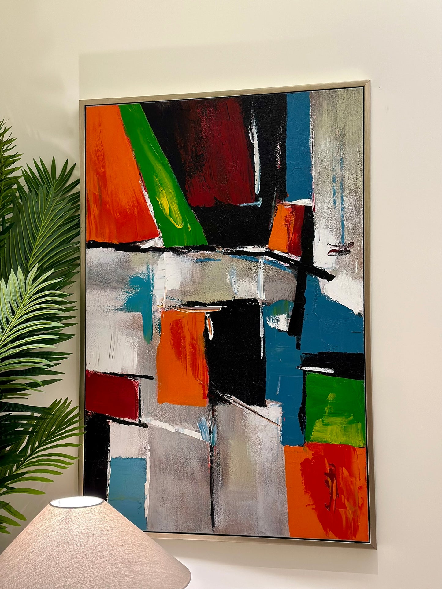 “Urban Mosaic” – Geometric Abstract Canvas Art Oil Paint size 80x120 cm CODE 3109