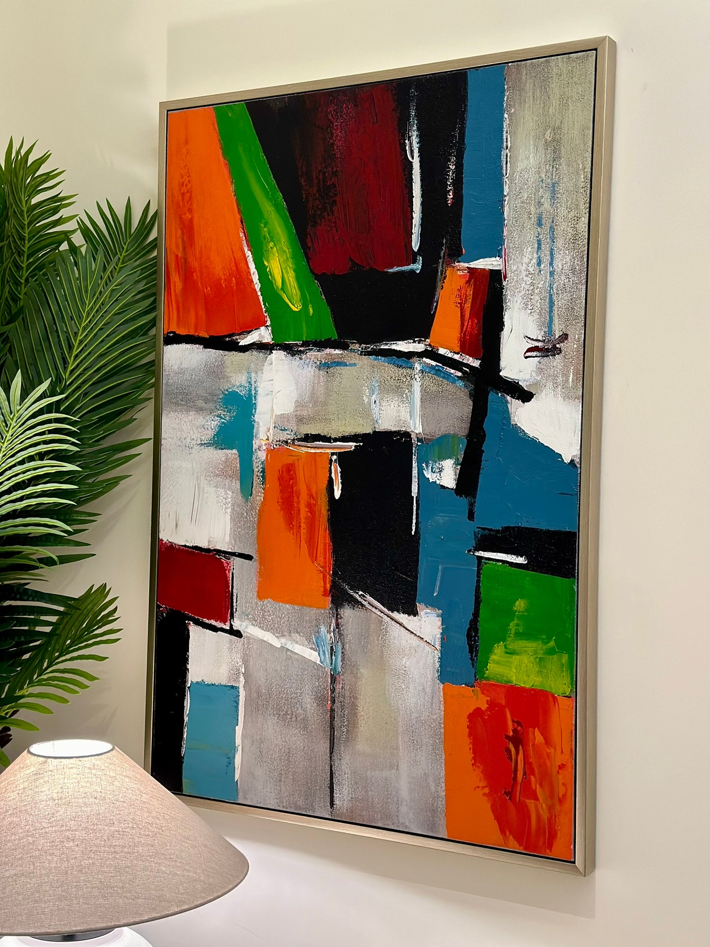 “Urban Mosaic” – Geometric Abstract Canvas Art Oil Paint size 80x120 cm CODE 3109