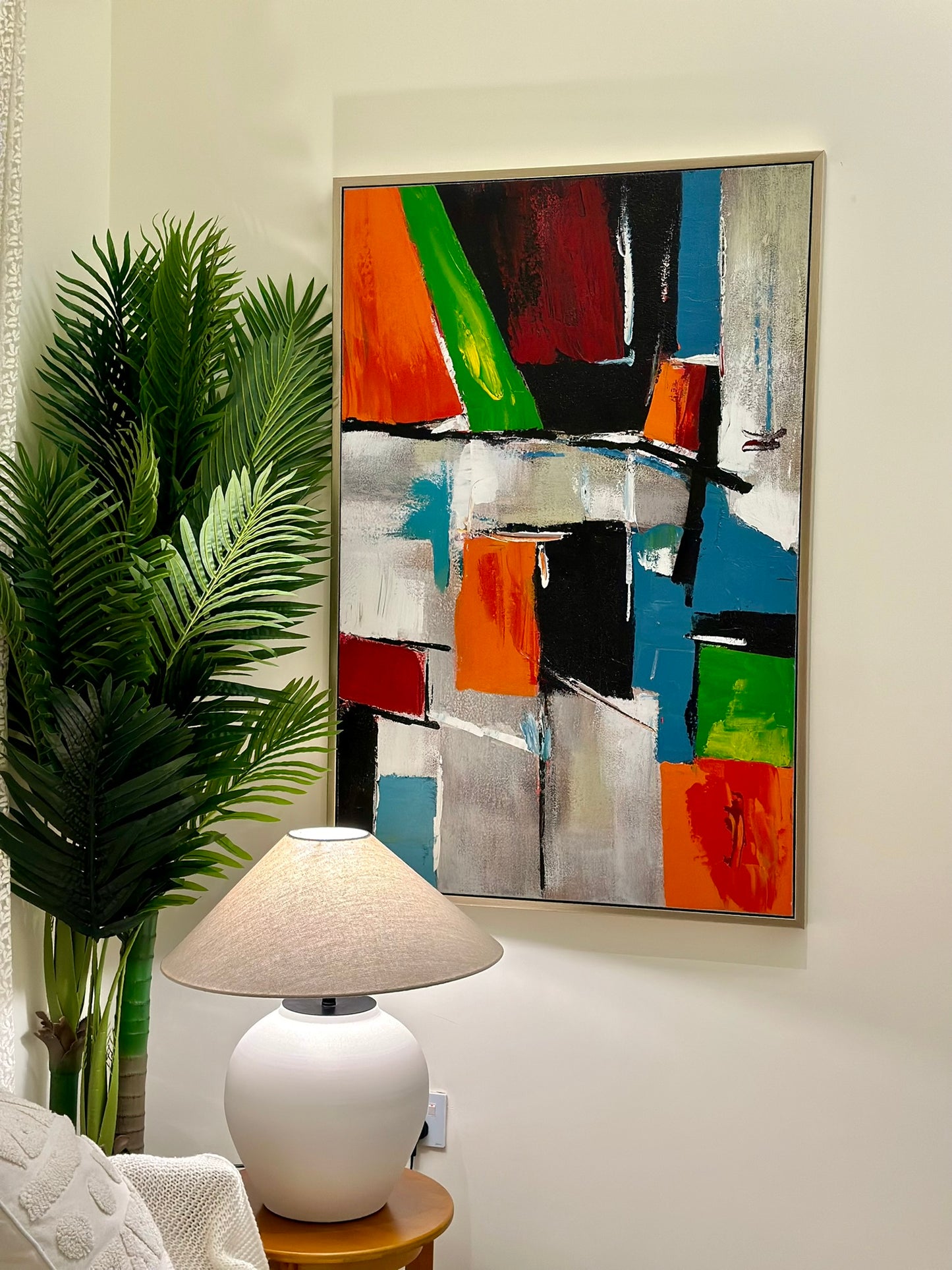“Urban Mosaic” – Geometric Abstract Canvas Art Oil Paint size 80x120 cm CODE 3109