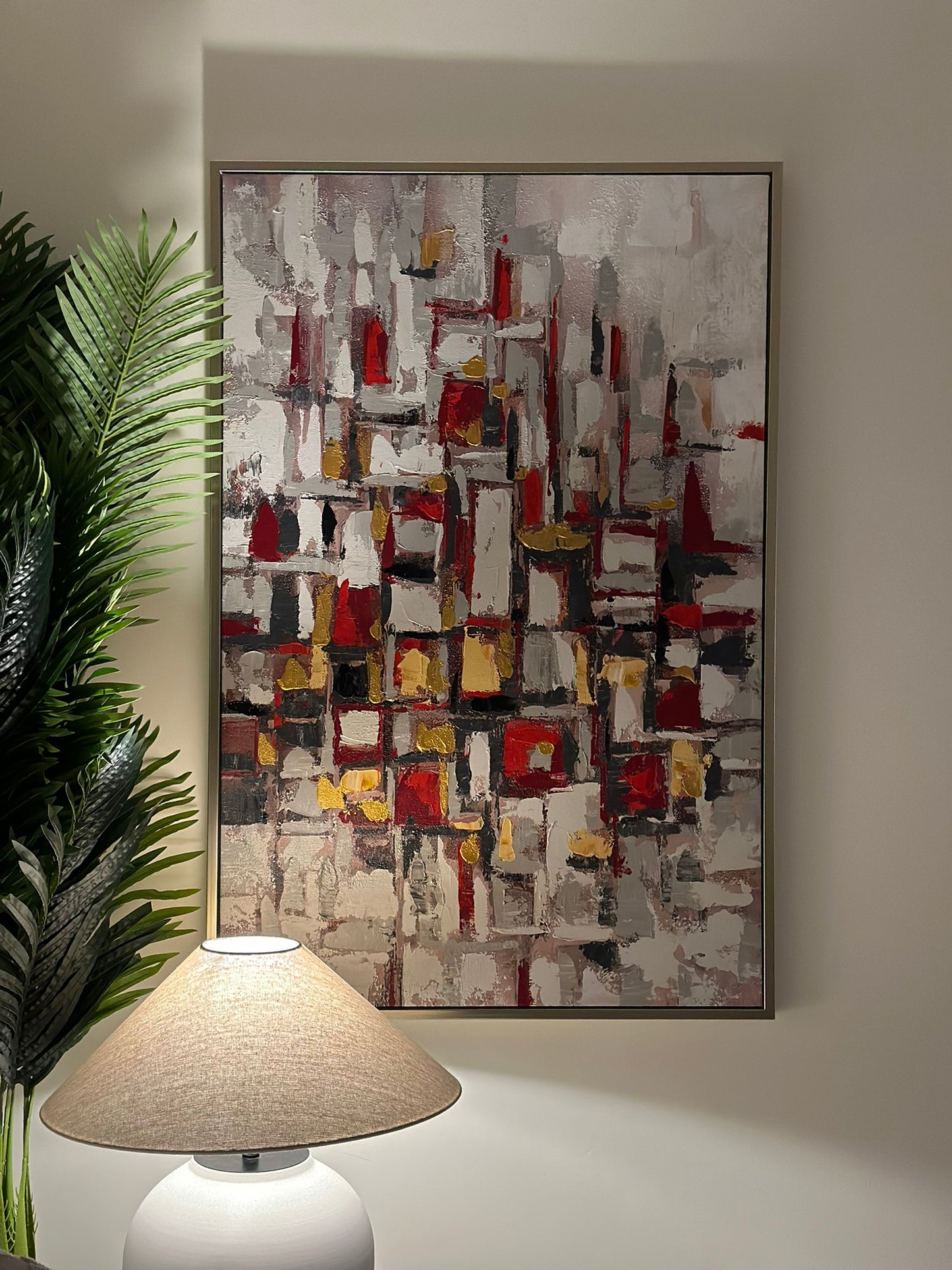 “City Pulse” – Modern Grid Abstract Art Oil Paint Size 80x120cm CODE 3108