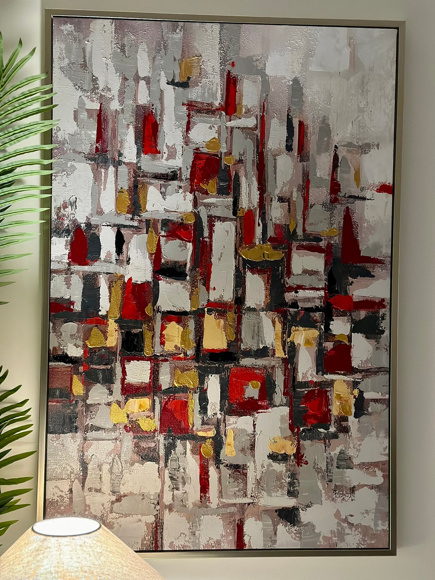“City Pulse” – Modern Grid Abstract Art Oil Paint Size 80x120cm CODE 3108