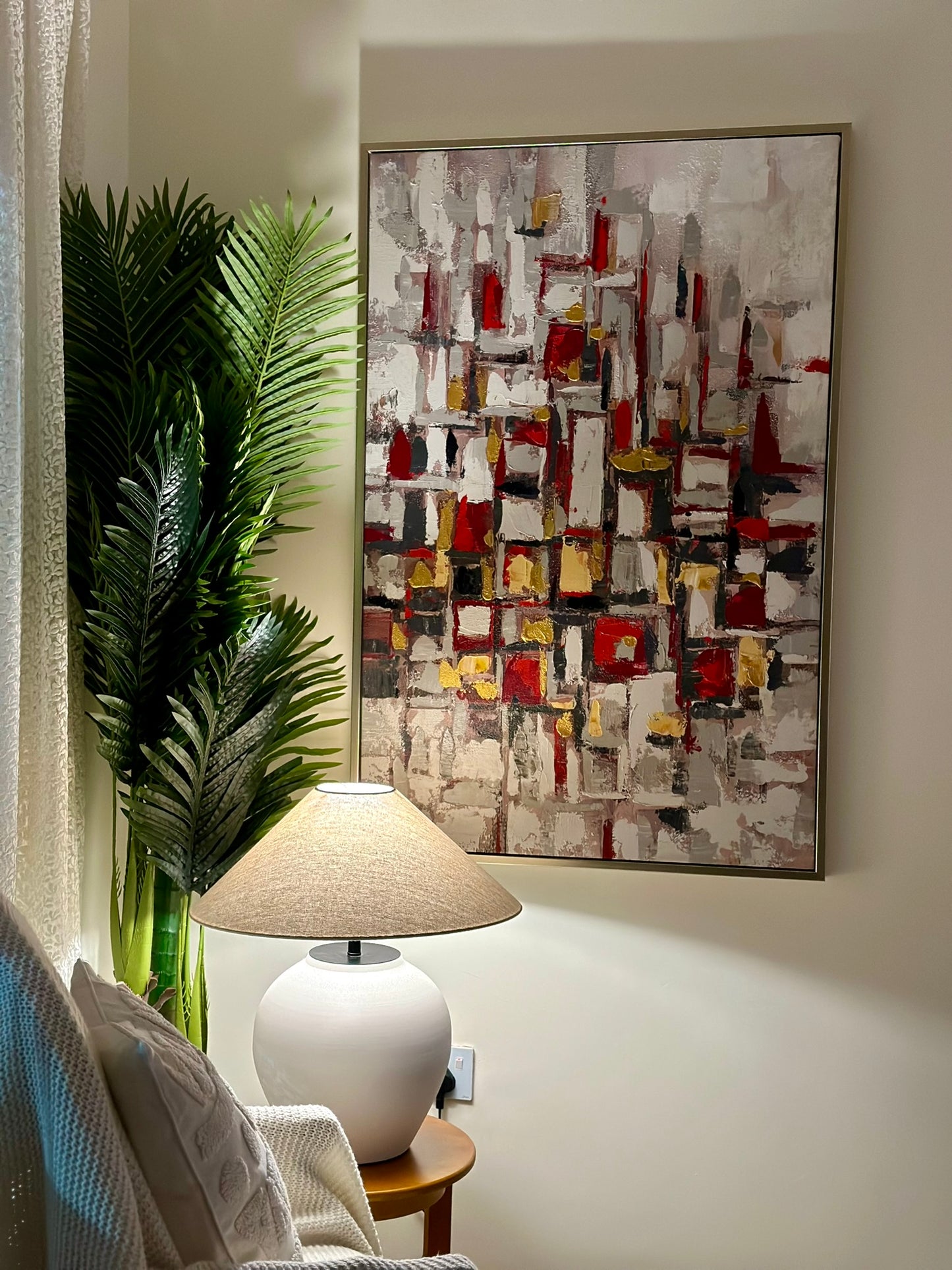 “City Pulse” – Modern Grid Abstract Art Oil Paint Size 80x120cm CODE 3108