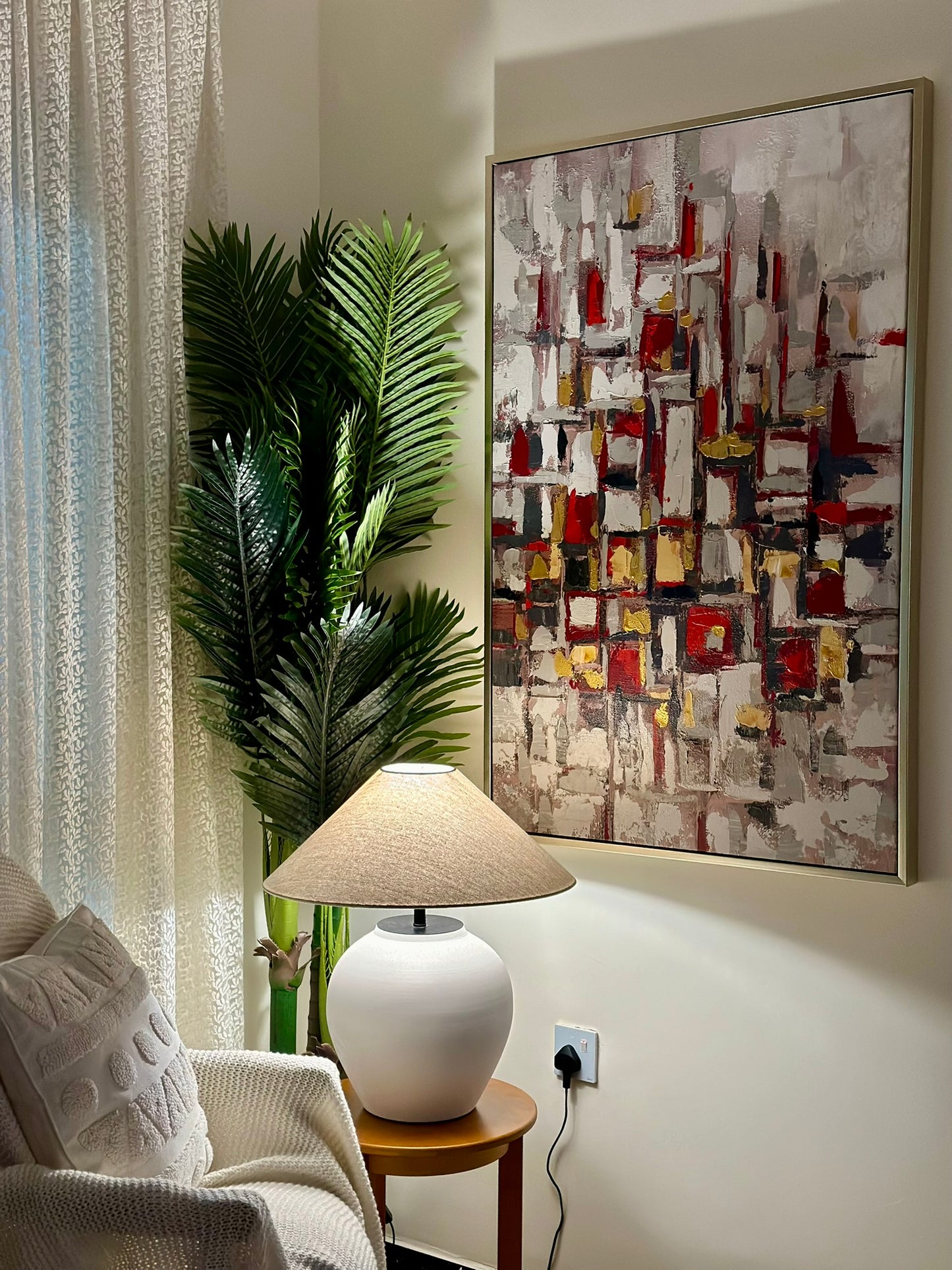 “City Pulse” – Modern Grid Abstract Art Oil Paint Size 80x120cm CODE 3108