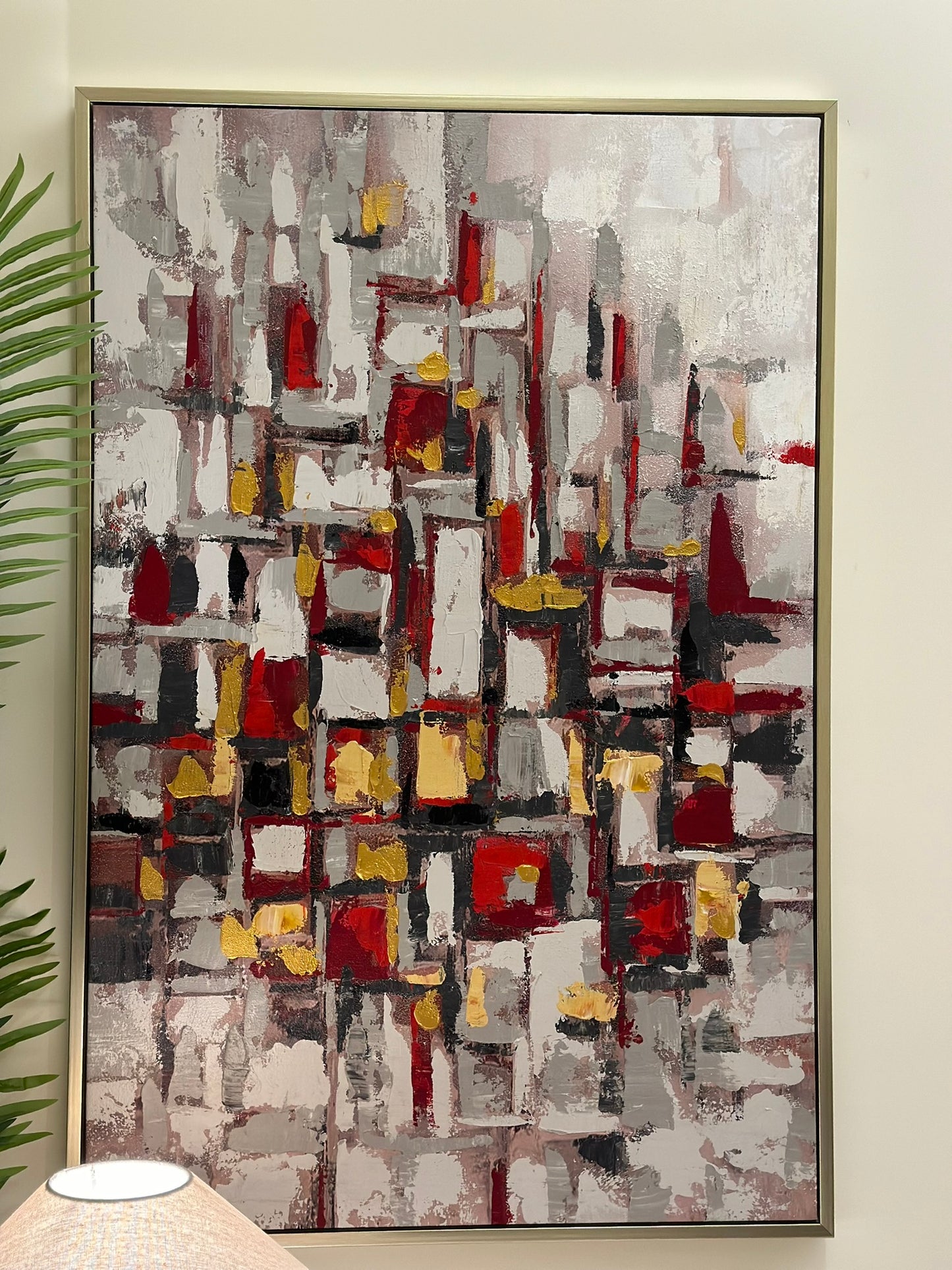 “City Pulse” – Modern Grid Abstract Art Oil Paint Size 80x120cm CODE 3108