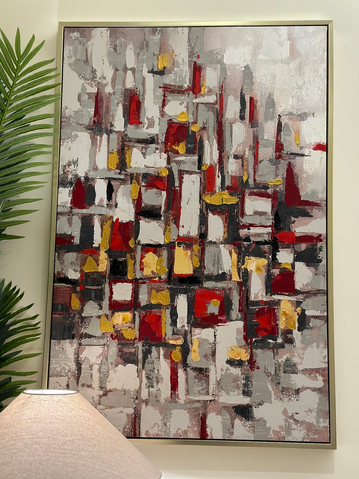 “City Pulse” – Modern Grid Abstract Art Oil Paint Size 80x120cm CODE 3108