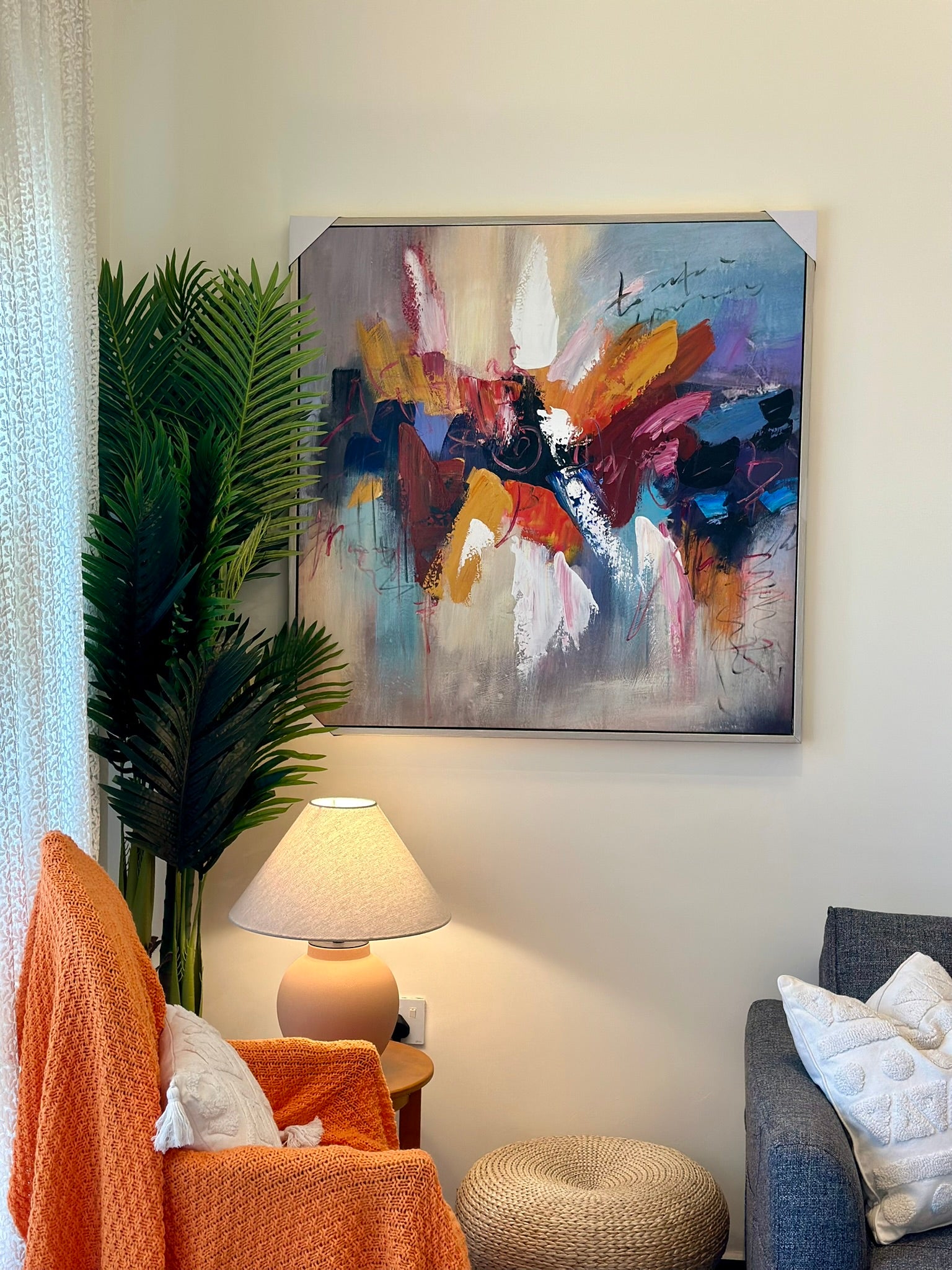 “Rhythms of Color” – Abstract Expressionist Canvas Oil Paint size 100x100cm CODE 3116