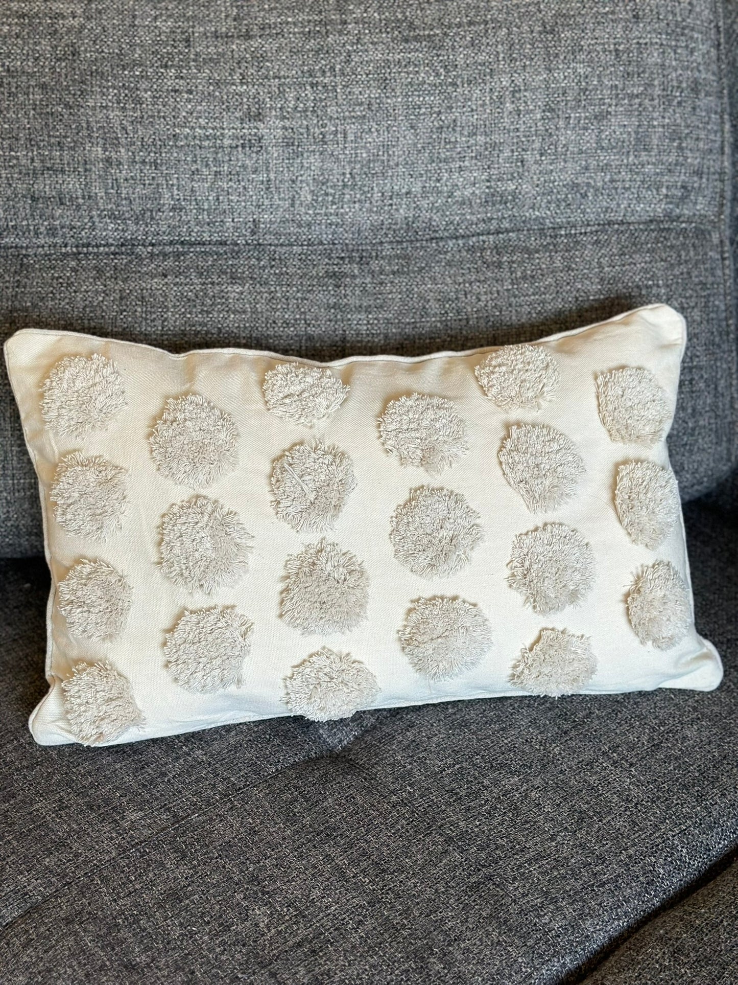 Textured Polka Tufted Cushion – Soft Beige on Cream CODE 3316 OFF DOT