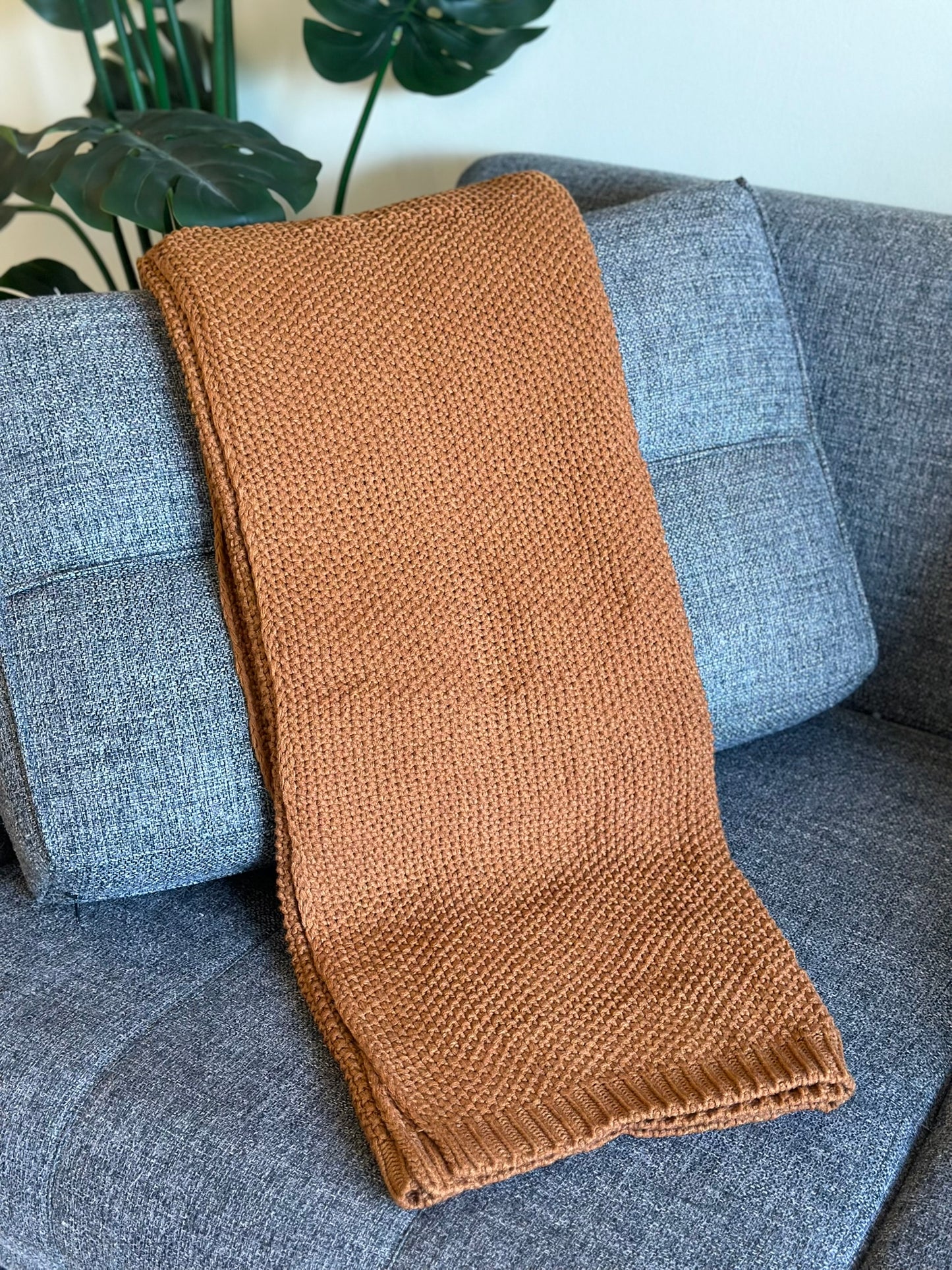Terracotta Woven Knit Throw Blanket CODE 3336 B