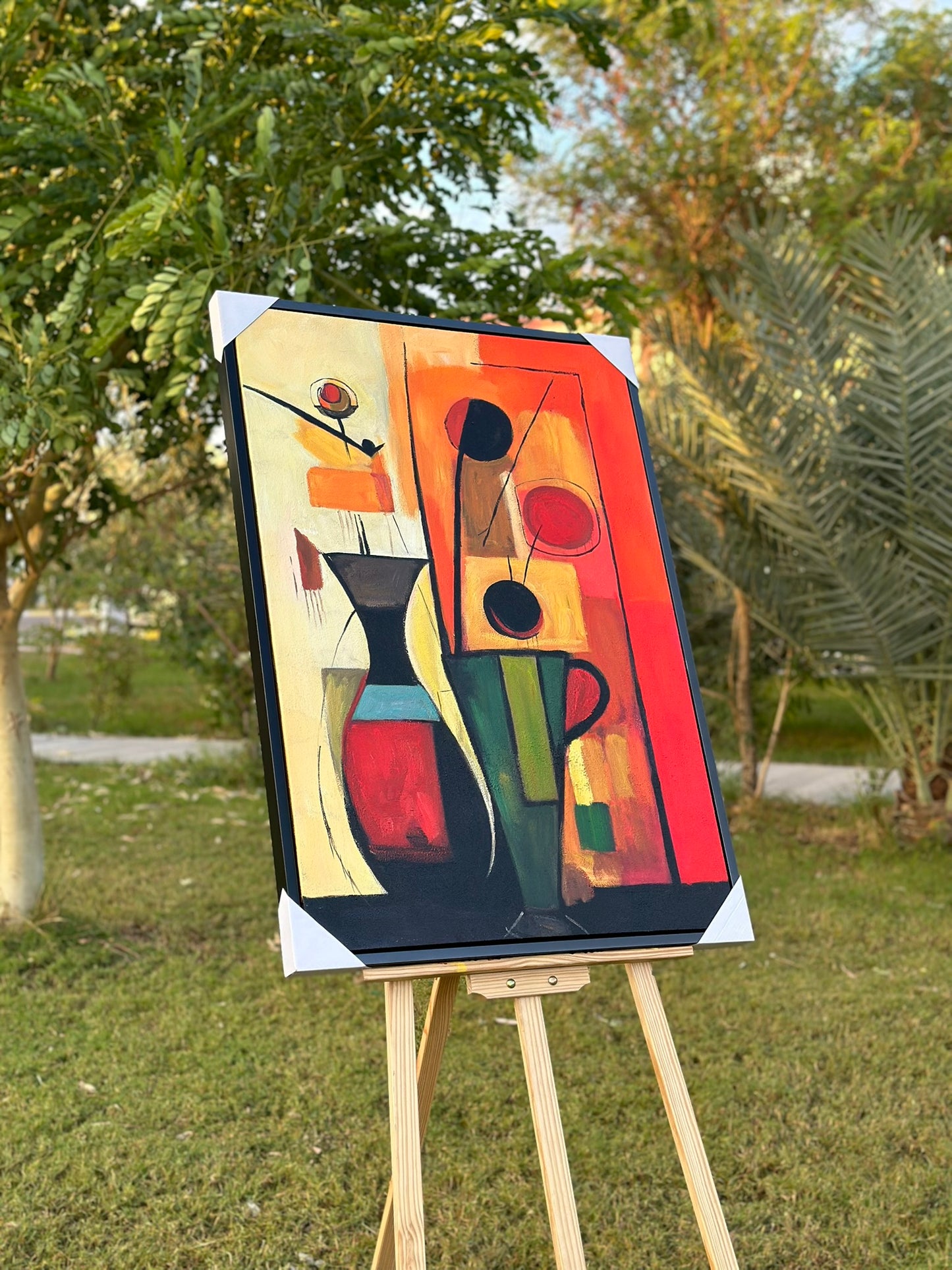 “Vessel Rhythm” – Abstract Modern Still Life in Warm Tones Oil Paint Size 70x100 cm CODE 3104