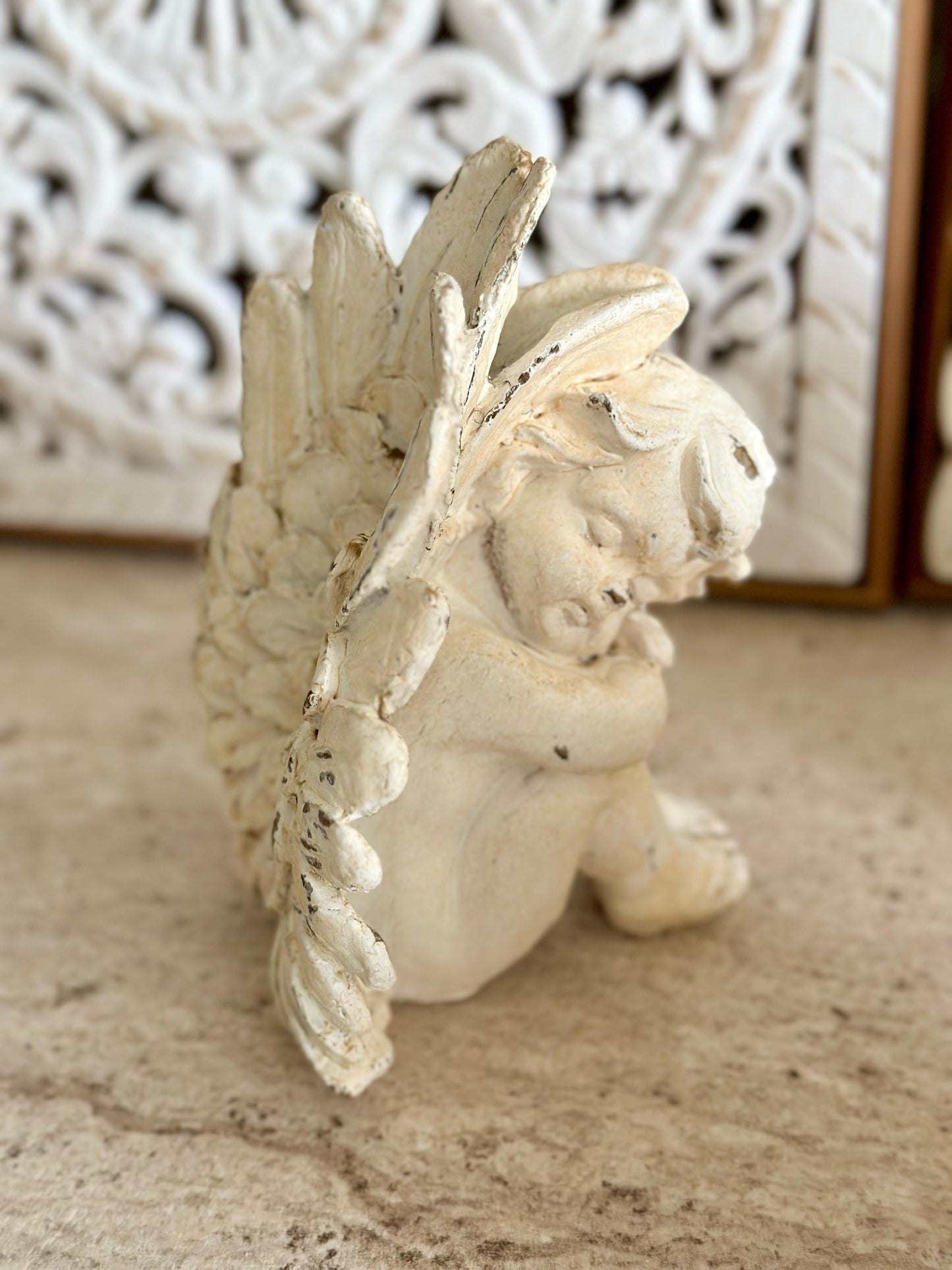 Vintage Sleeping Angel Figurine – Antique White