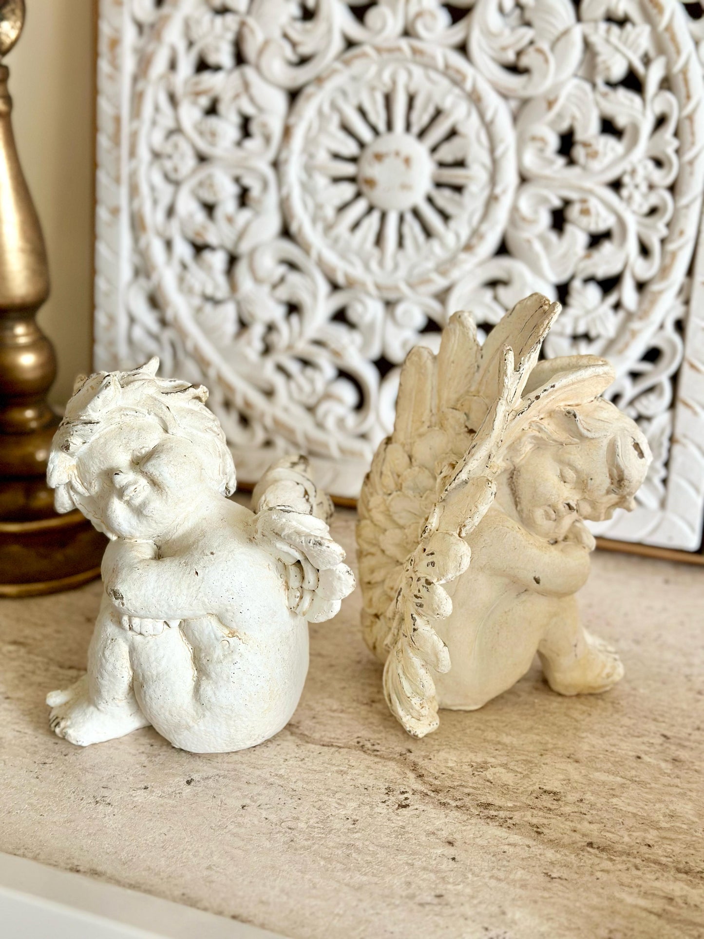 Vintage Sleeping Angel Figurine – Antique White